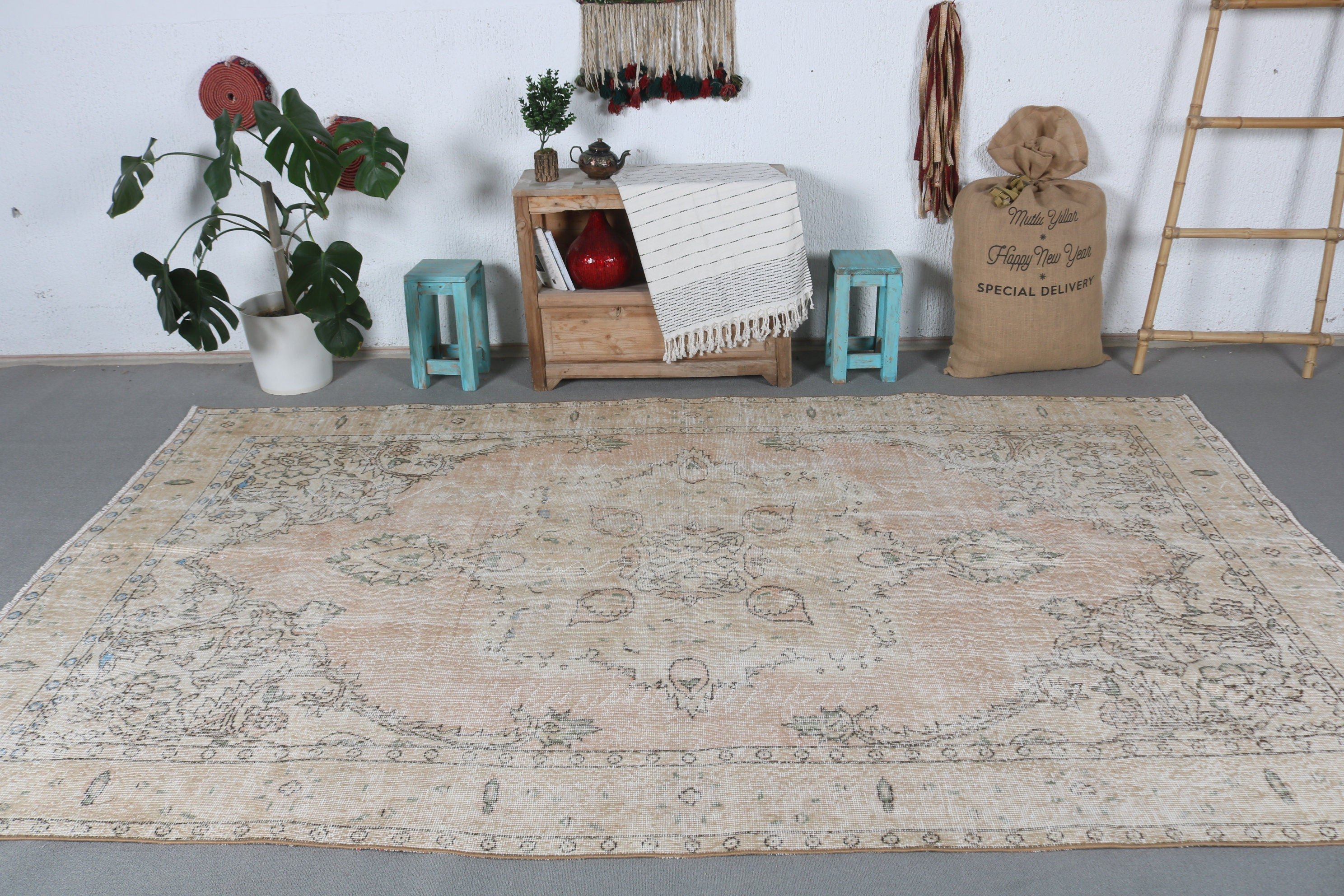 Bedroom Rugs, Turkish Rug, Living Room Rugs, 5.9x9.8 ft Large Rug, Custom Rug, White Moroccan Rug, Salon Rugs, Vintage Rug, Anatolian Rug