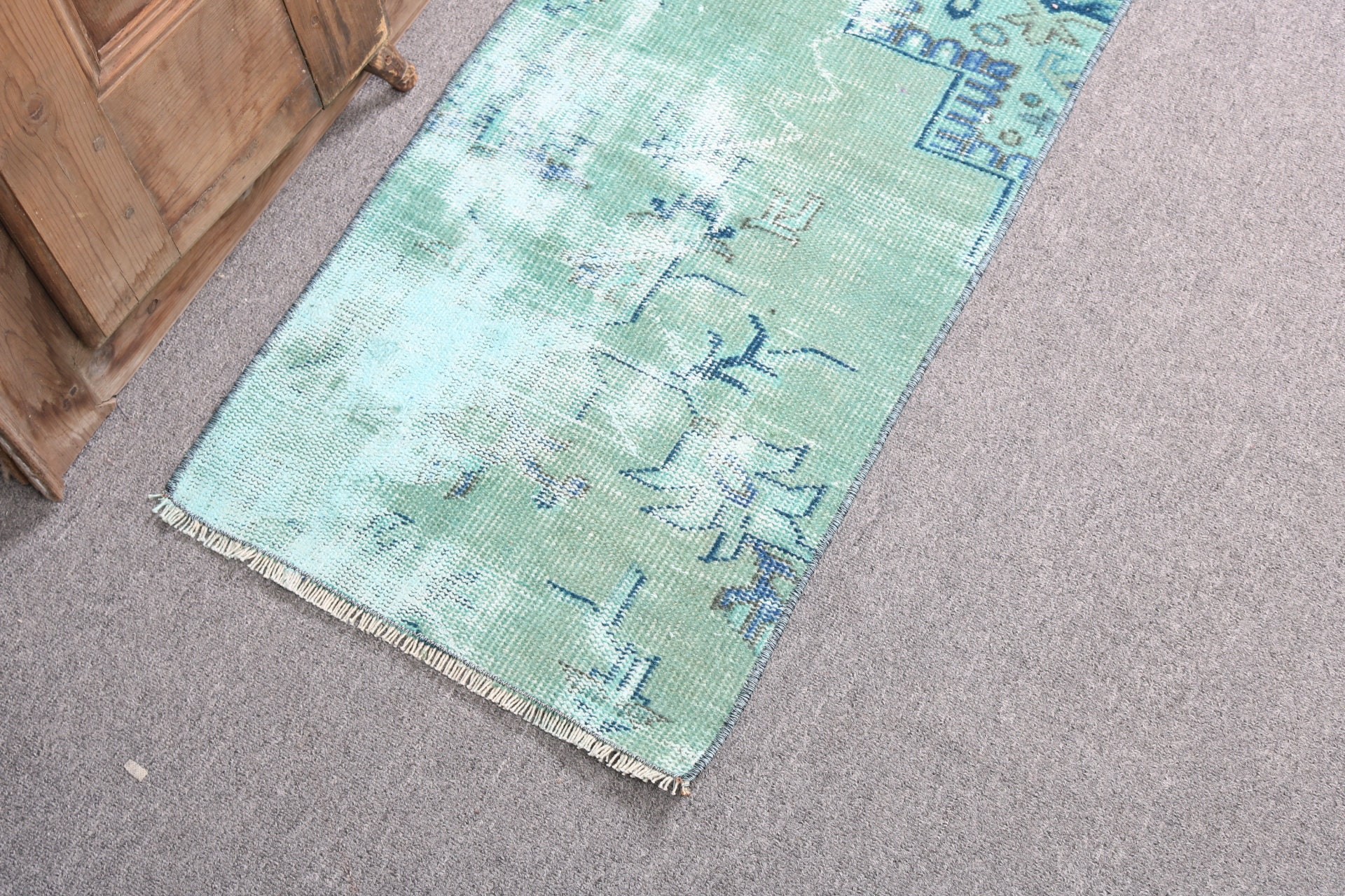 Small Boho Rugs, Green Cool Rug, Oriental Rug, Bath Mat Boho Rug, 1.5x2.9 ft Small Rug, Turkish Rug, Floor Rugs, Car Mat Rug, Vintage Rugs