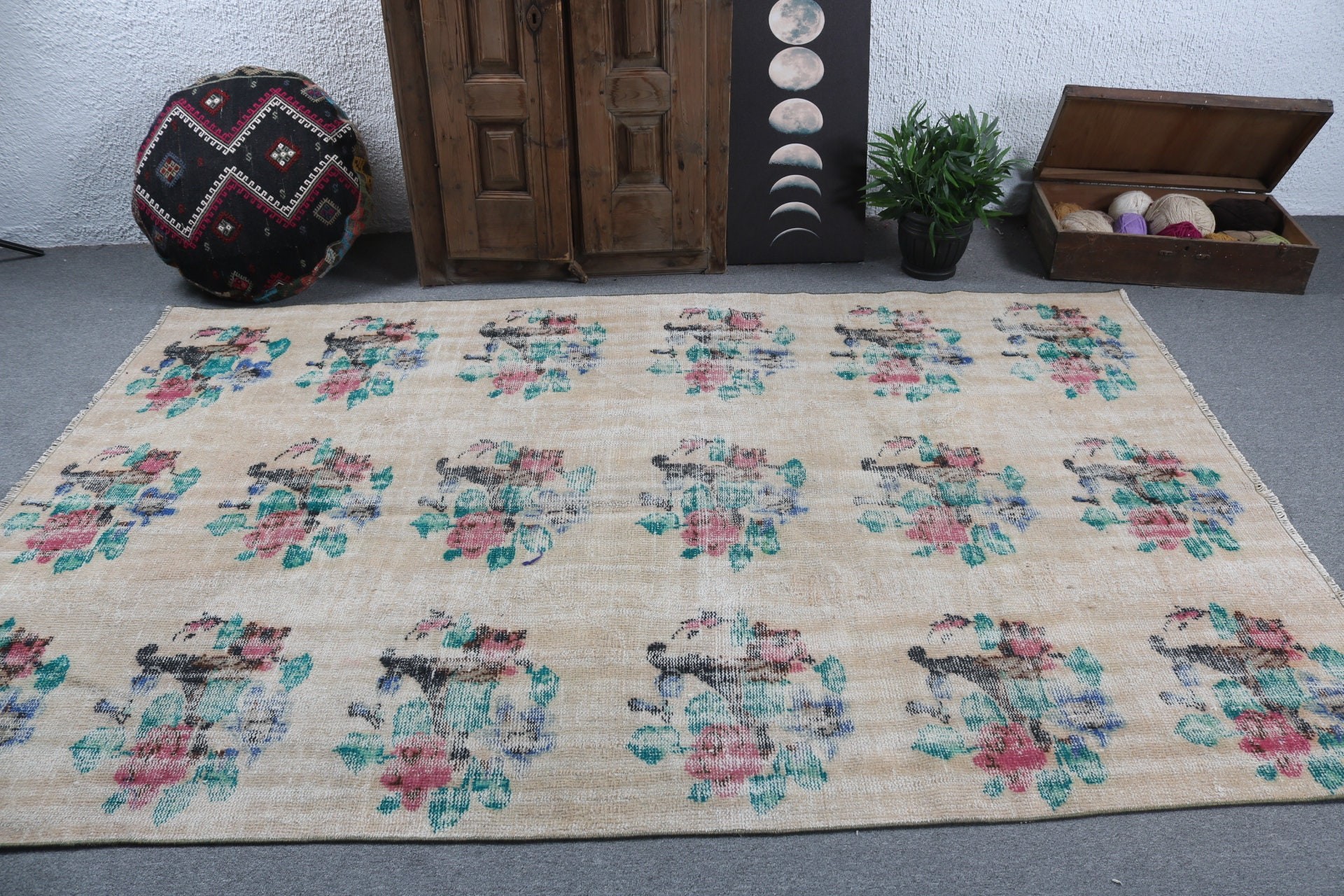 5.7x8.7 ft Large Rug, Living Room Rugs, Office Rugs, Turkish Rug, Kitchen Rugs, Salon Rugs, Brown Antique Rugs, Moroccan Rugs, Vintage Rug