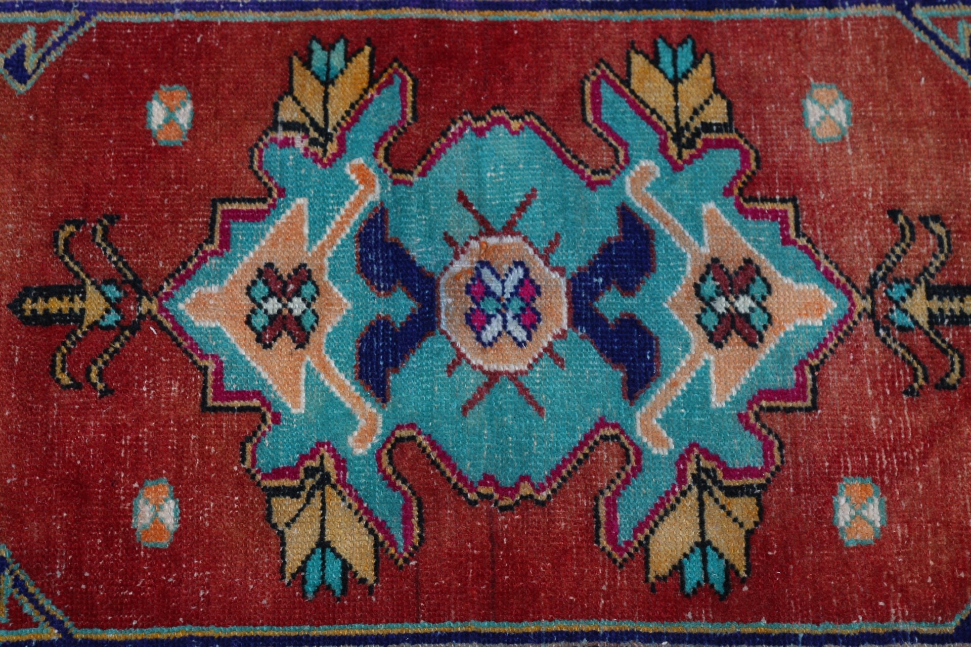 Antique Rug, Turkish Rug, Rugs for Bedroom, Red Oushak Rug, Bath Rug, 1.9x3.7 ft Small Rugs, Kitchen Rugs, Vintage Rugs