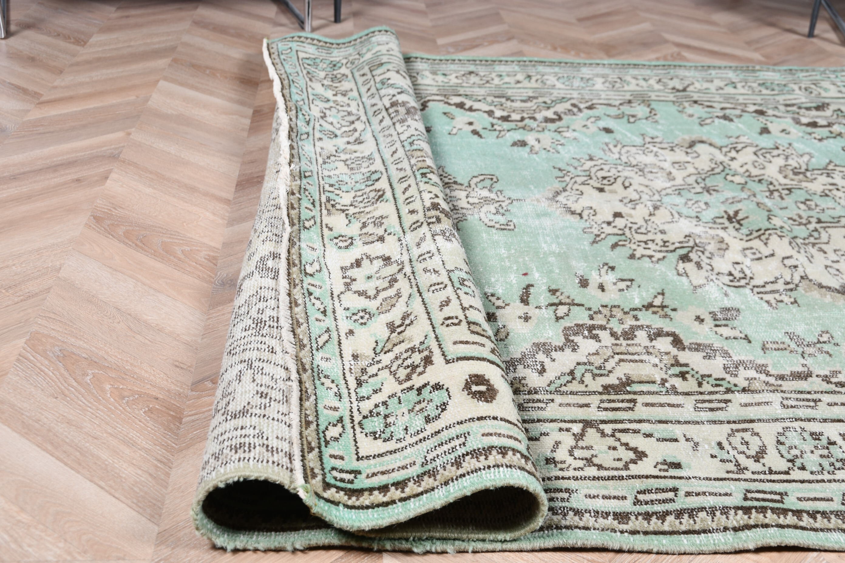 Fas Halısı, Türk Halıları, Yeşil Anadolu Halısı, Yün Halılar, Oturma Odası Halıları, 5.5x8.5 ft Büyük Halı, Eskitilmiş Halı, Vintage Halılar, Salon Halısı