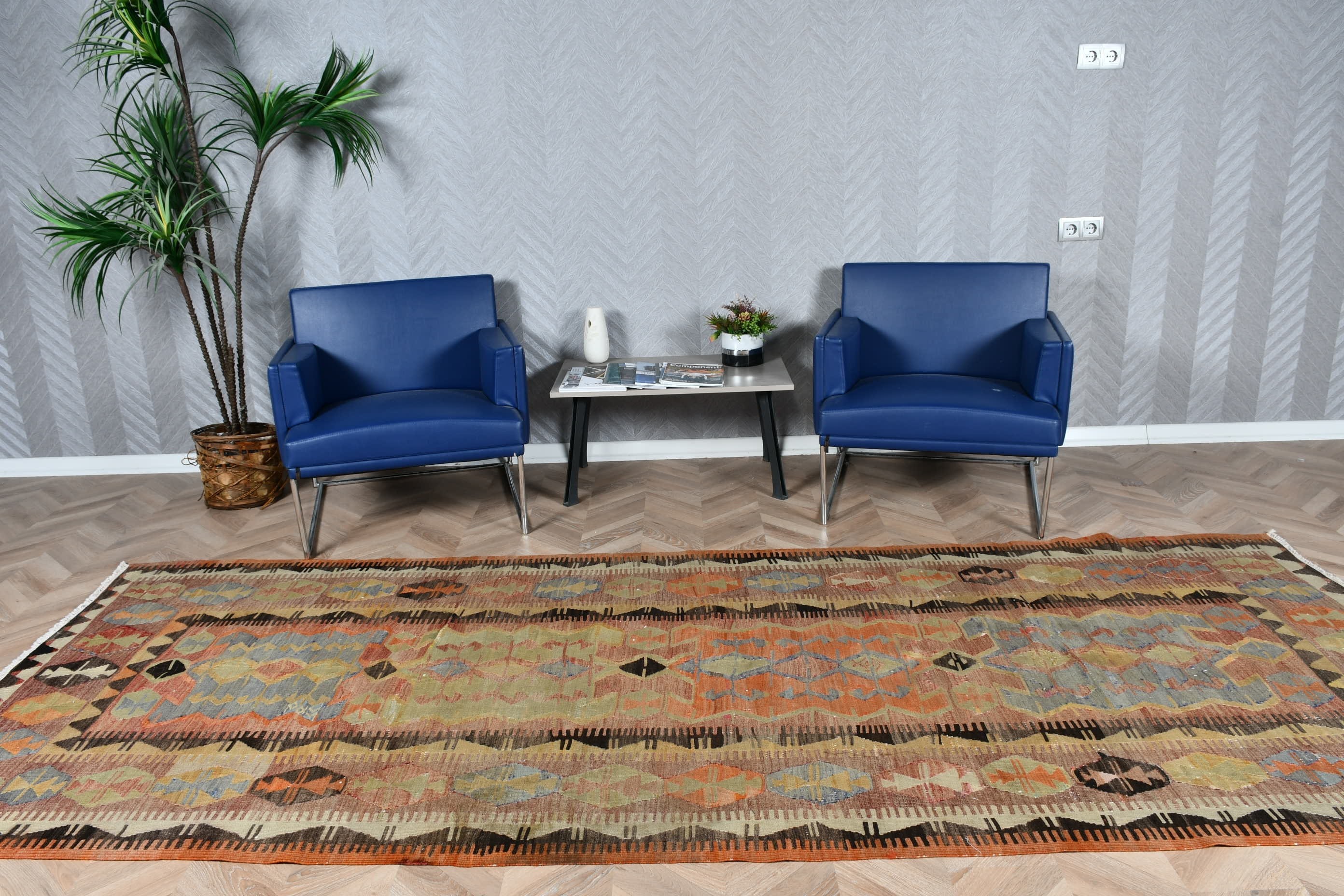 Türk Halısı, Tasarımcı Halısı, Turuncu Mutfak Halısı, Yatak Odası Halıları, 4.4x11.4 ft Runner Halısı, Mutfak Halıları, Kilim, Vintage Halılar, Antika Halı