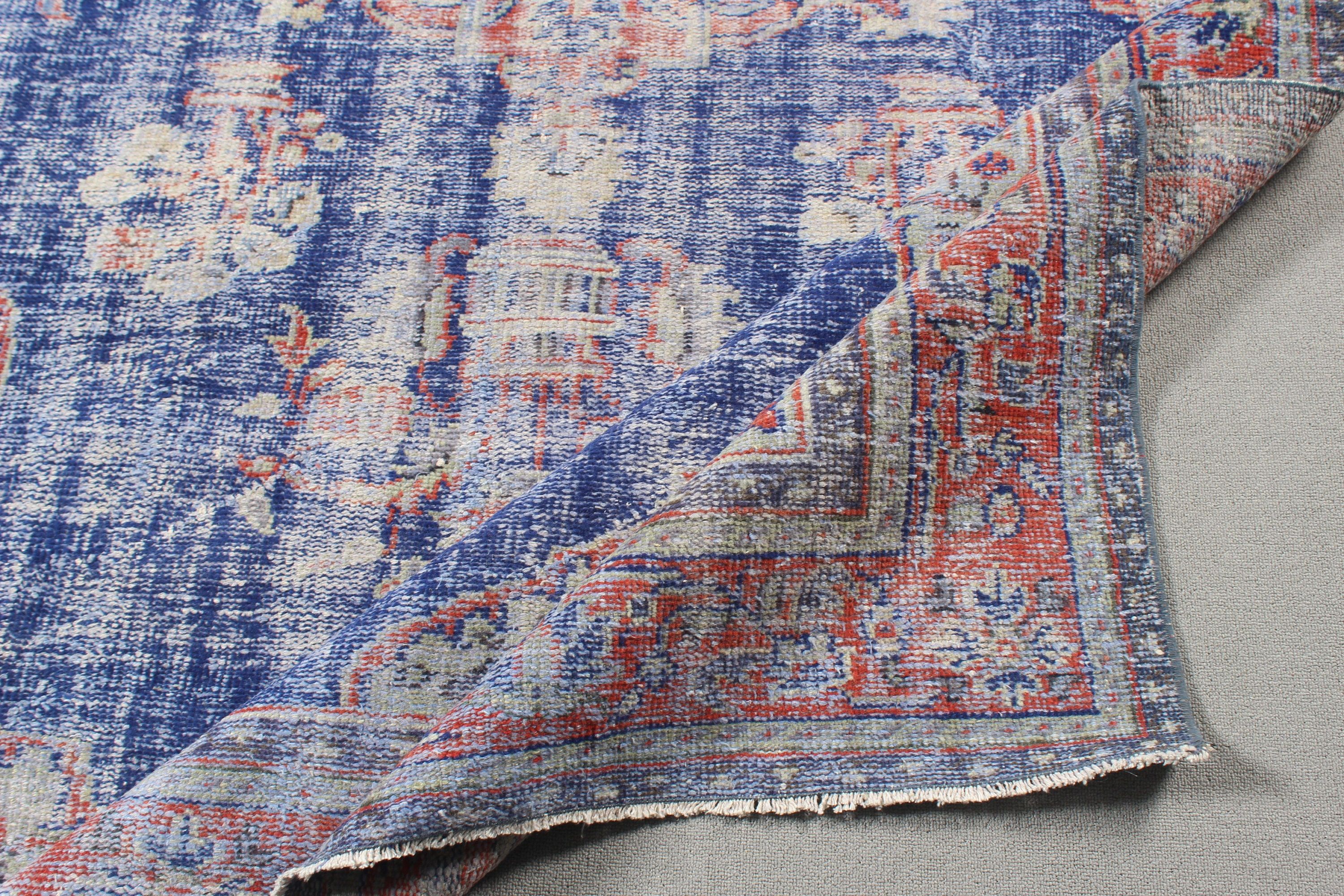 Türk Halıları, 6.3x9.1 ft Büyük Halı, Ev Dekorasyonu Halısı, Mavi Boho Halıları, Yer Halısı, Yemek Odası Halısı, Vintage Halılar, Salon Halıları, Yatak Odası Halısı