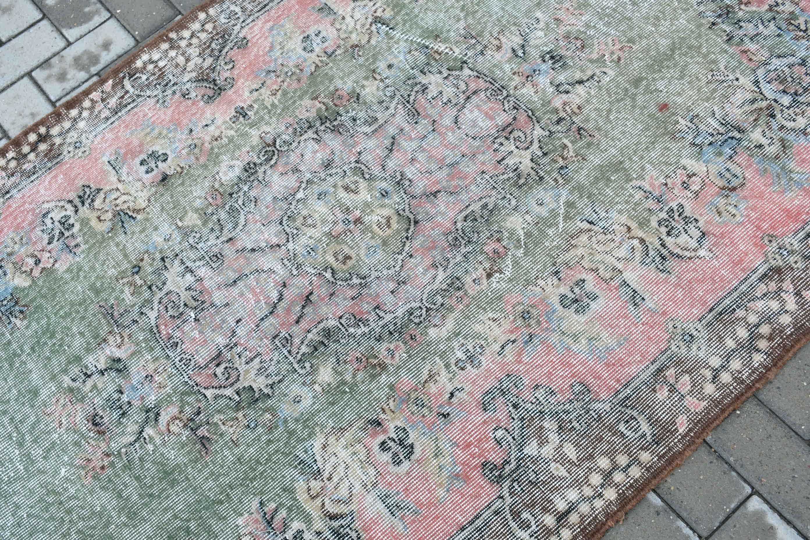 Vintage Rugs, 3.9x6.9 ft Area Rugs, Rugs for Area, Pink Wool Rugs, Kitchen Rug, Turkish Rugs, Bedroom Rugs, Antique Rugs