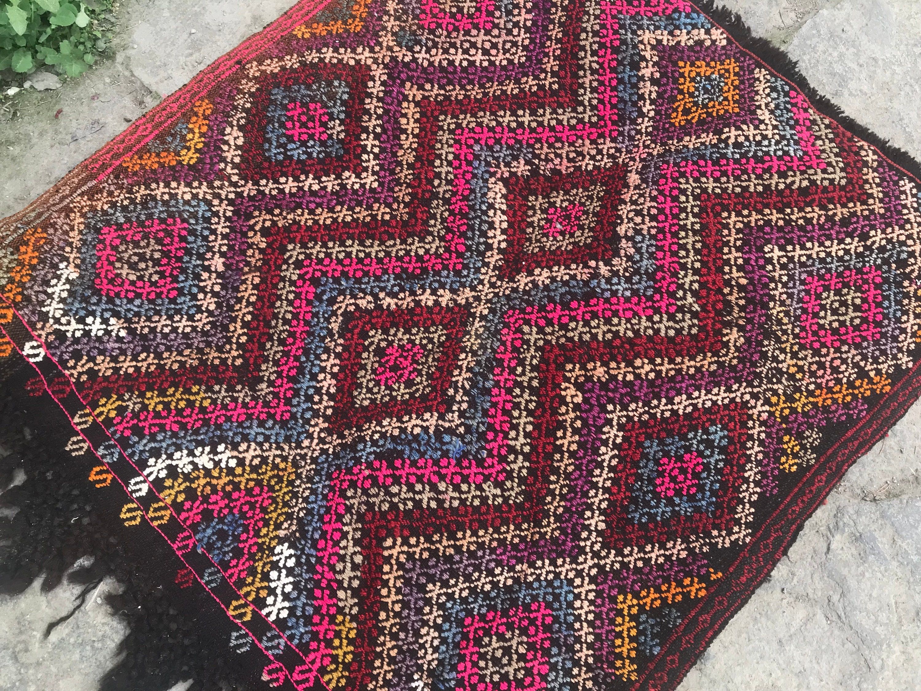 Wall Hanging Rug, Turkish Rugs, Bedroom Rugs, Moroccan Rug, 3.3x3.5 ft Small Rugs, Bathroom Rug, Pink Wool Rugs, Kilim, Vintage Rug