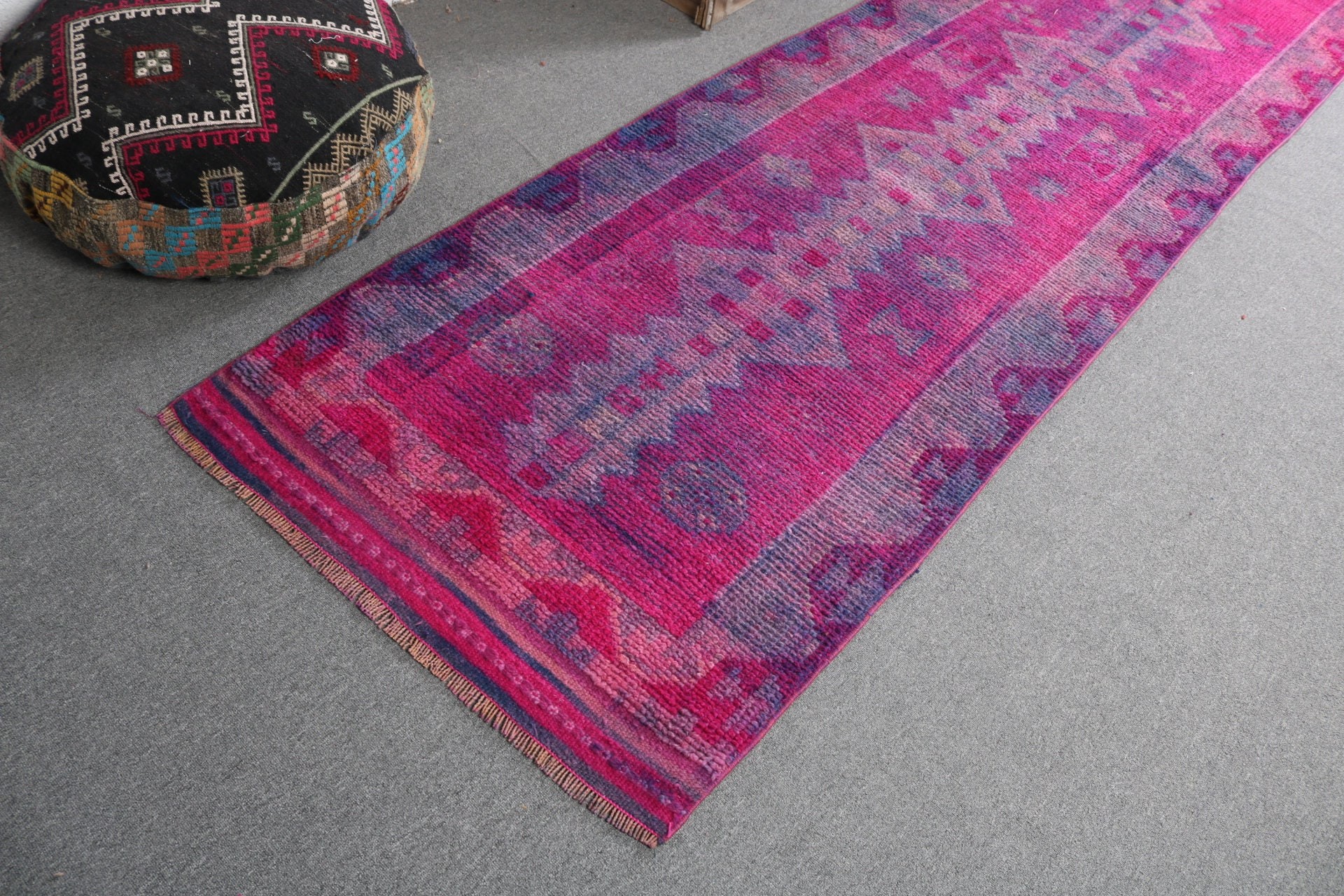 Pink Home Decor Rugs, Turkish Rug, 3x12.5 ft Runner Rug, Vintage Rug, Stair Rug, Long Runner Rugs, Modern Rug, Bedroom Rugs, Moroccan Rugs