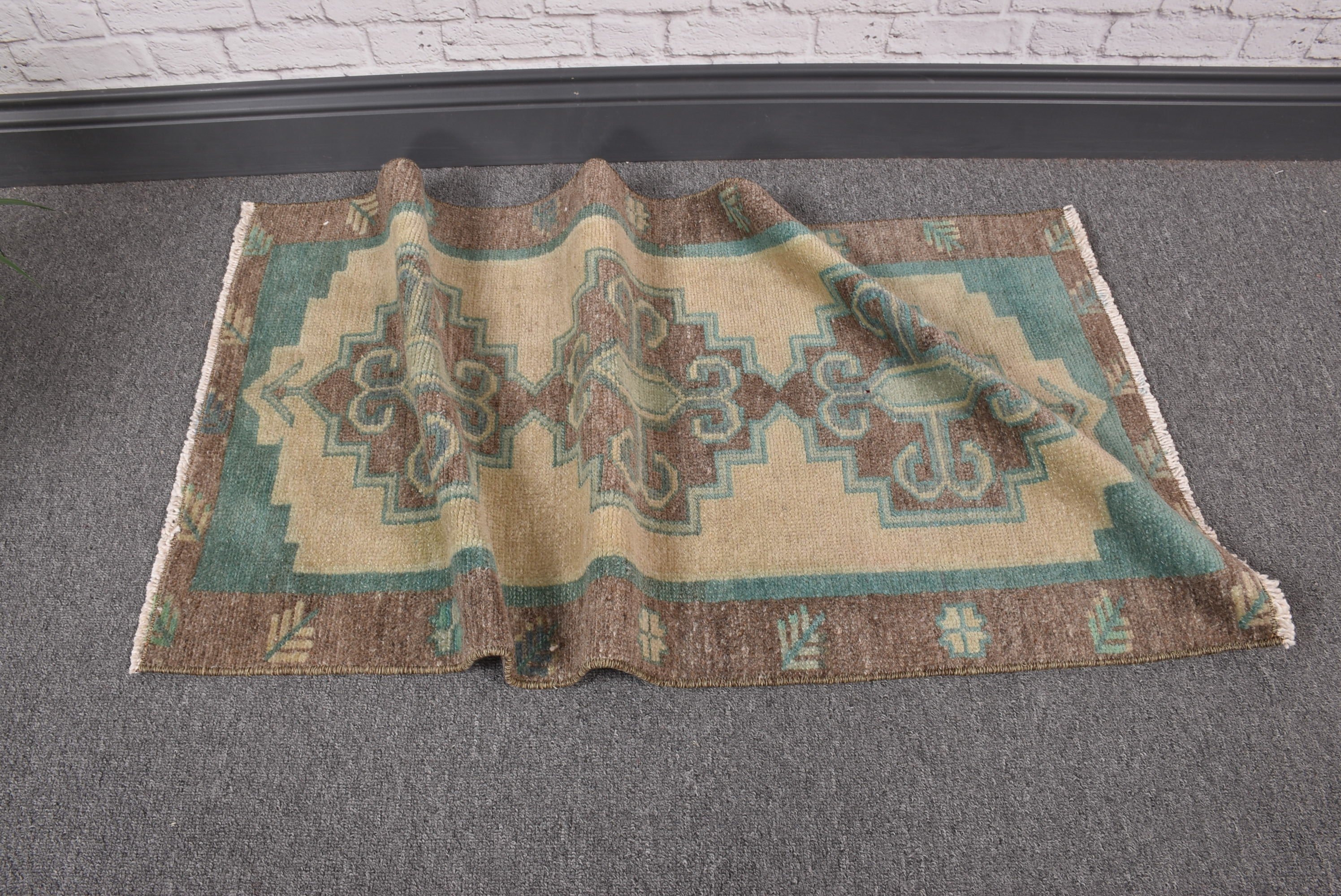 1.6x3.2 ft Küçük Halı, Vintage Halılar, Araba Paspas Halıları, Boho Halıları, Mutfak Halıları, Türk Halıları, Bohem Halıları, Yeşil Bildirim Halısı, Küçük Alan Halısı