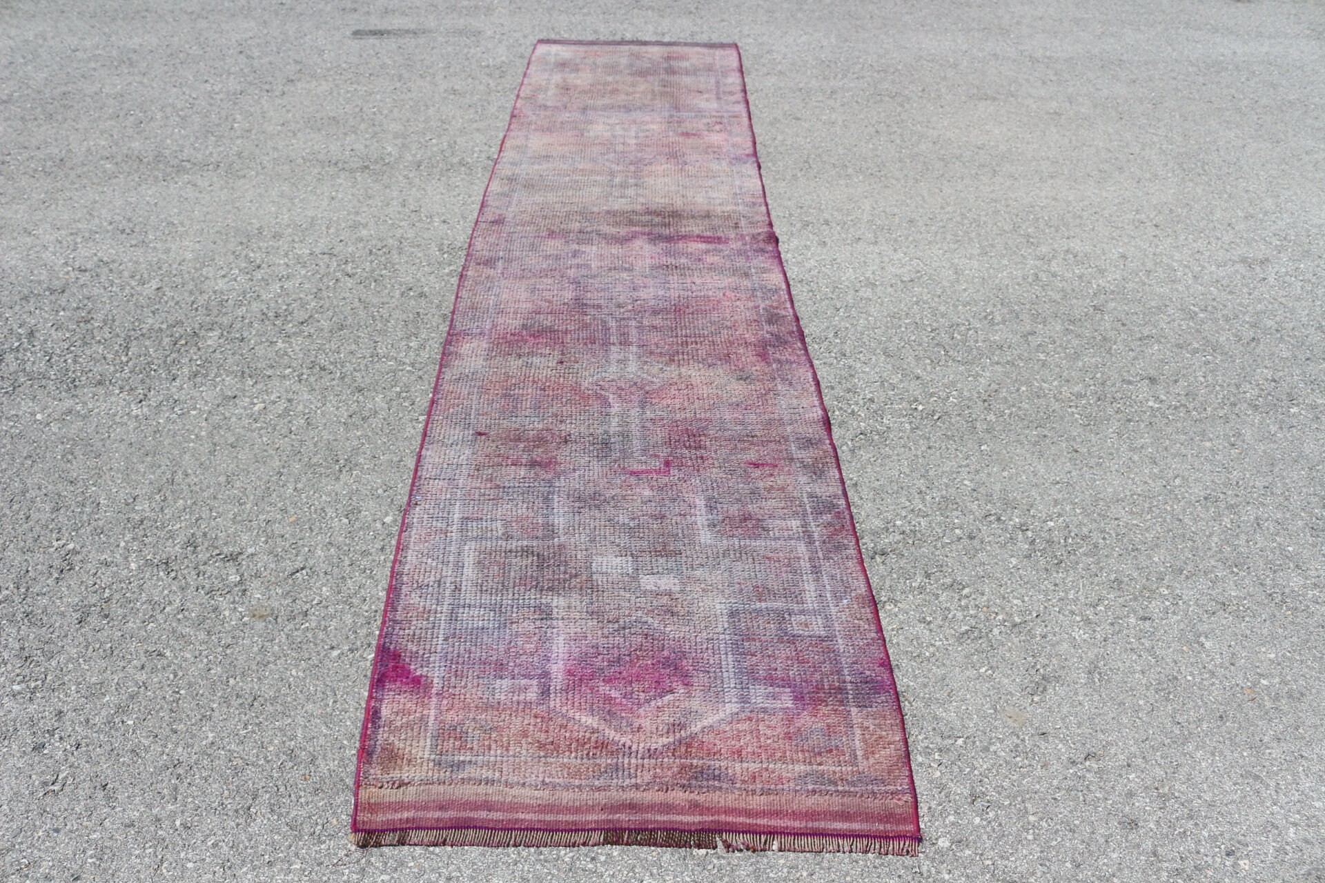 Turkish Rug, Vintage Rugs, 2.7x12.4 ft Runner Rugs, Rugs for Hallway, Pink Floor Rug, Stair Rug, Floor Rugs, Kitchen Rugs