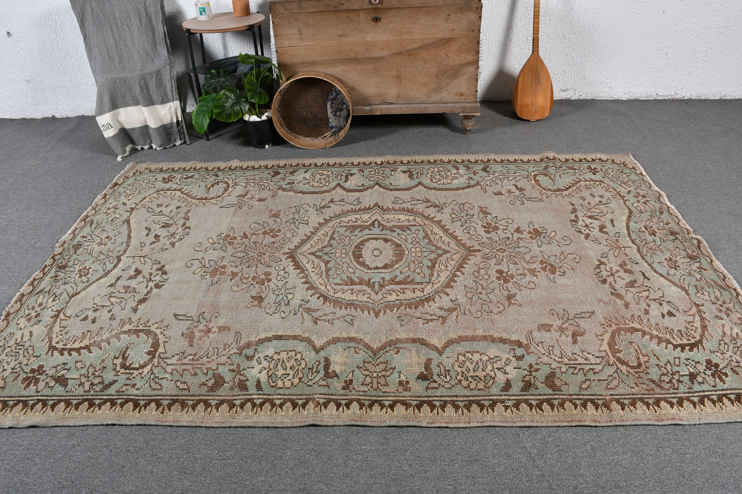 Brown Wool Rug, Vintage Rugs, Bedroom Rug, Turkish Rug, 5.3x8.3 ft Large Rug, Moroccan Rug, Dining Room Rug, Vintage Decor Rug, Floor Rug