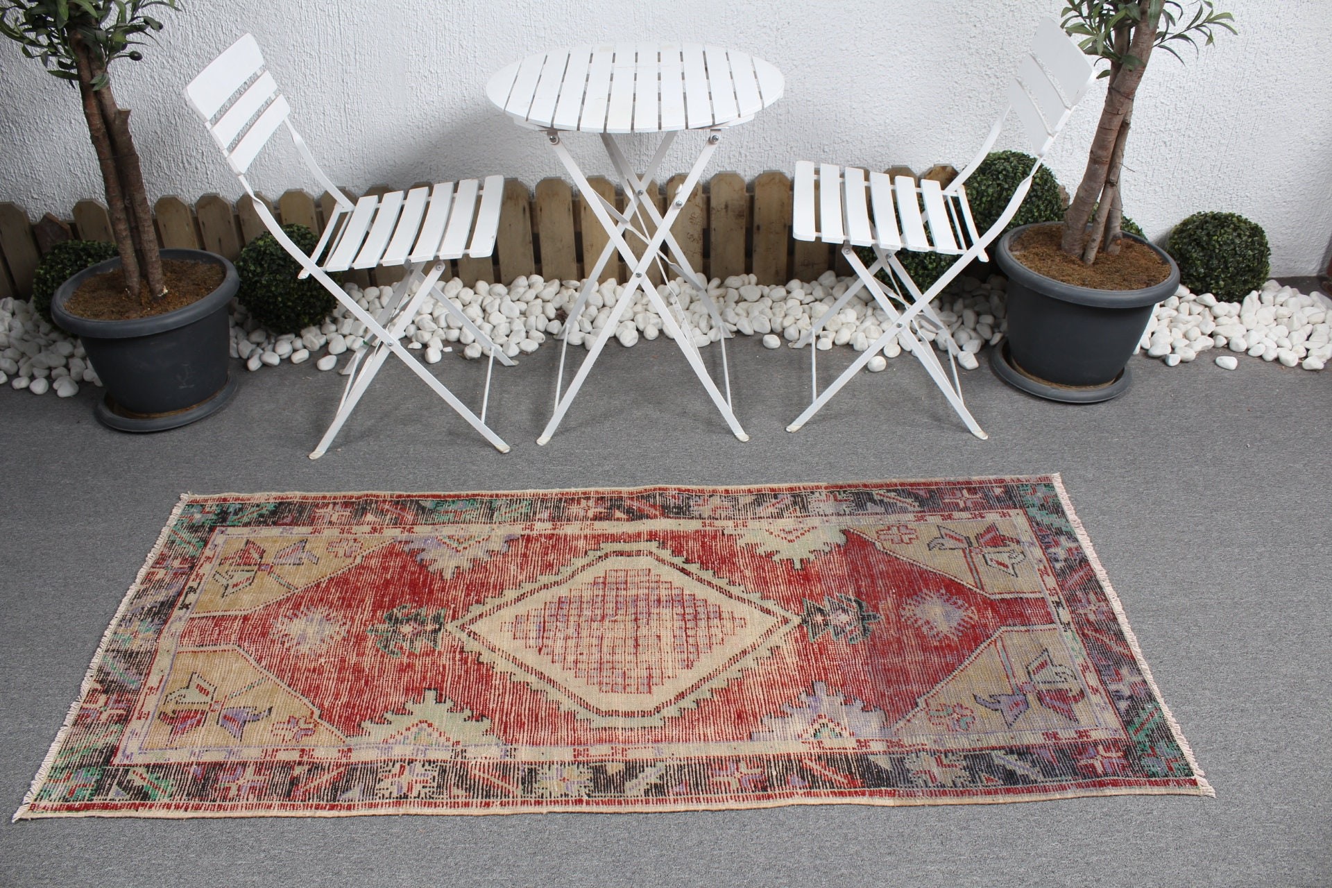 Vintage Rug, Home Decor Rug, Rugs for Kitchen, 2.6x5.9 ft Accent Rug, Turkish Rugs, Kitchen Rugs, Red Floor Rug, Nursery Rugs, Oushak Rug