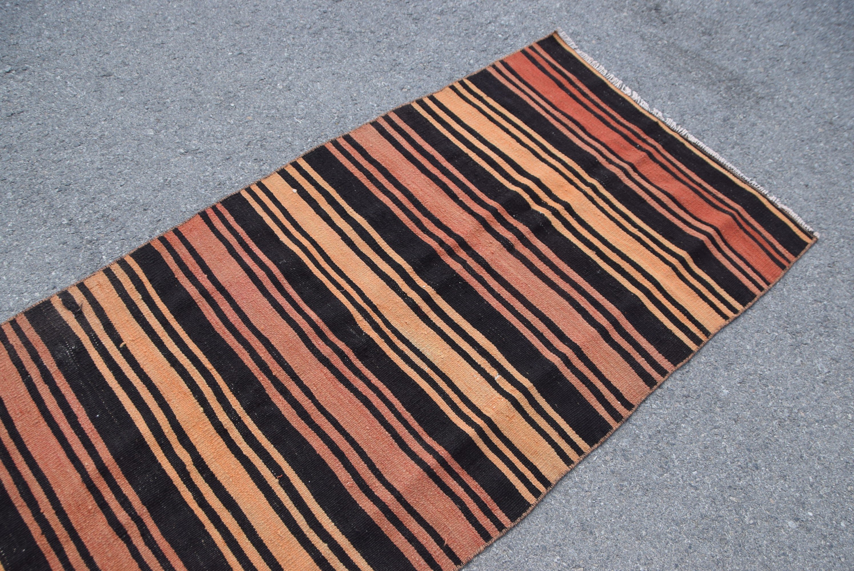 Vintage Halı, Koridor Halısı, Eski Halılar, Mutfak Halısı, Kilim, Türk Halısı, Yer Halısı, Turuncu 3x11.5 ft Runner Halısı, Anadolu Halıları