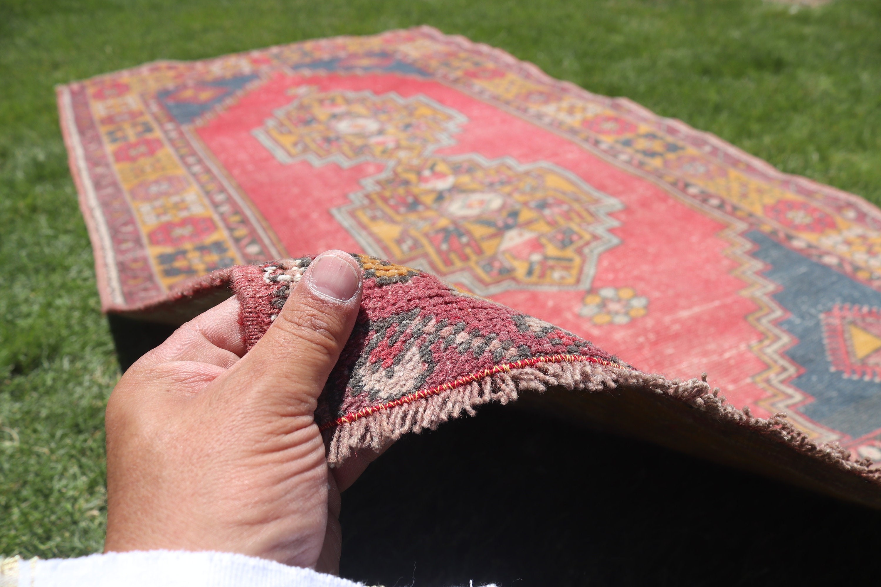 4x7.3 ft Area Rugs, Kitchen Rug, Turkish Rugs, Pink Oriental Rug, Vintage Area Rug, Rugs for Floor, Vintage Rug, Neutral Rugs, Indoor Rugs