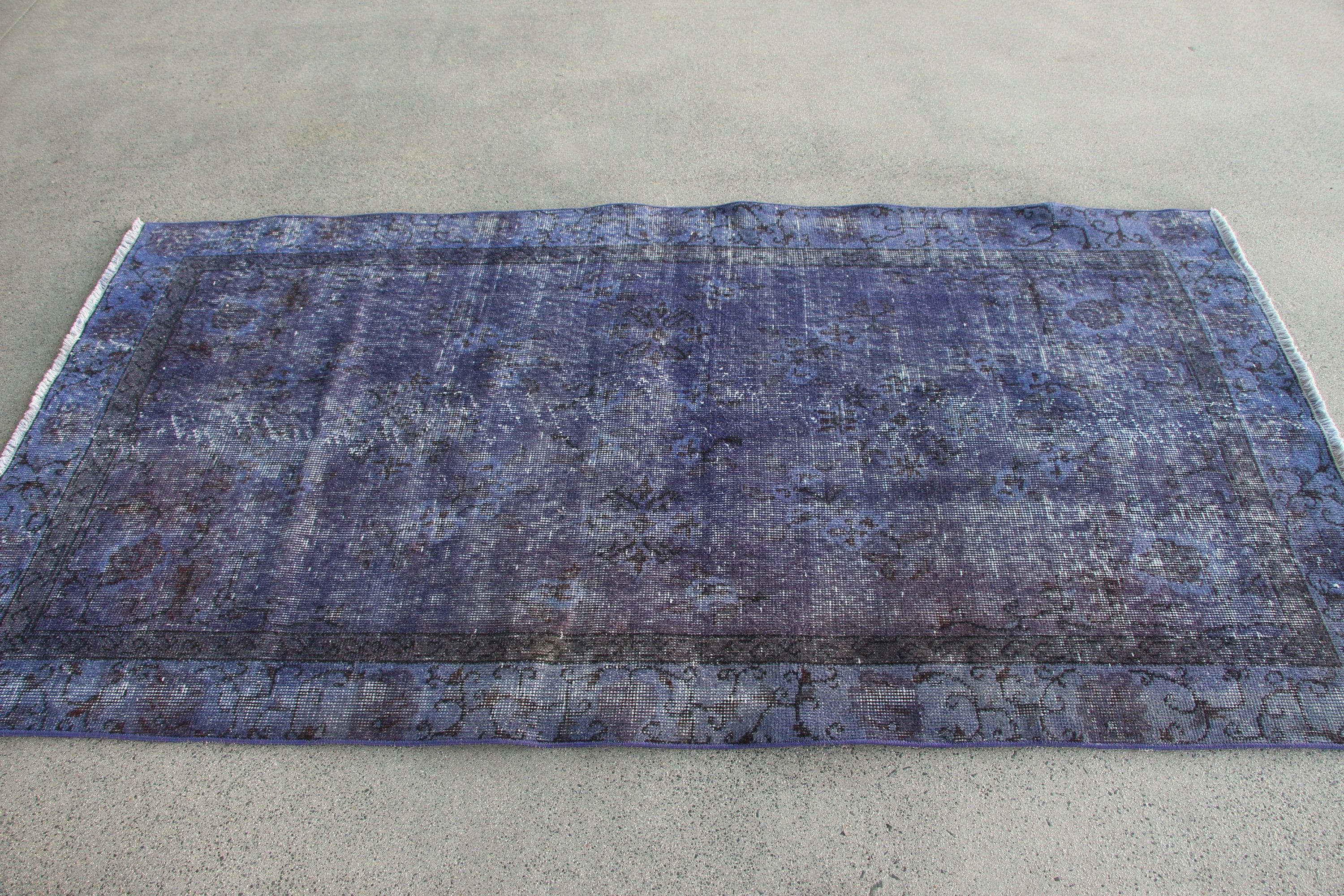 Turkish Rug, Vintage Rug, Floor Rugs, Rugs for Floor, Nursery Rugs, Antique Rug, Blue  3.6x6.9 ft Area Rugs, Bedroom Rug