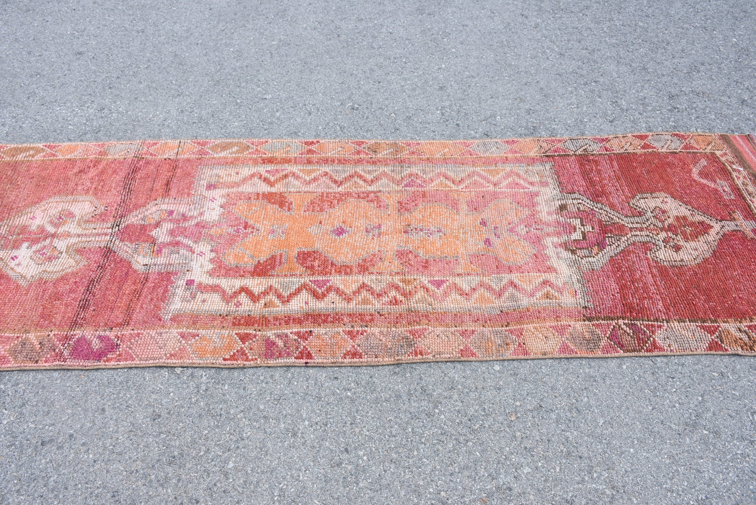 Red Kitchen Rug, Antique Rug, Turkish Rugs, Vintage Rug, Aztec Rug, Cool Rug, Art Rug, Corridor Rug, 2.8x10 ft Runner Rug, Rugs for Stair