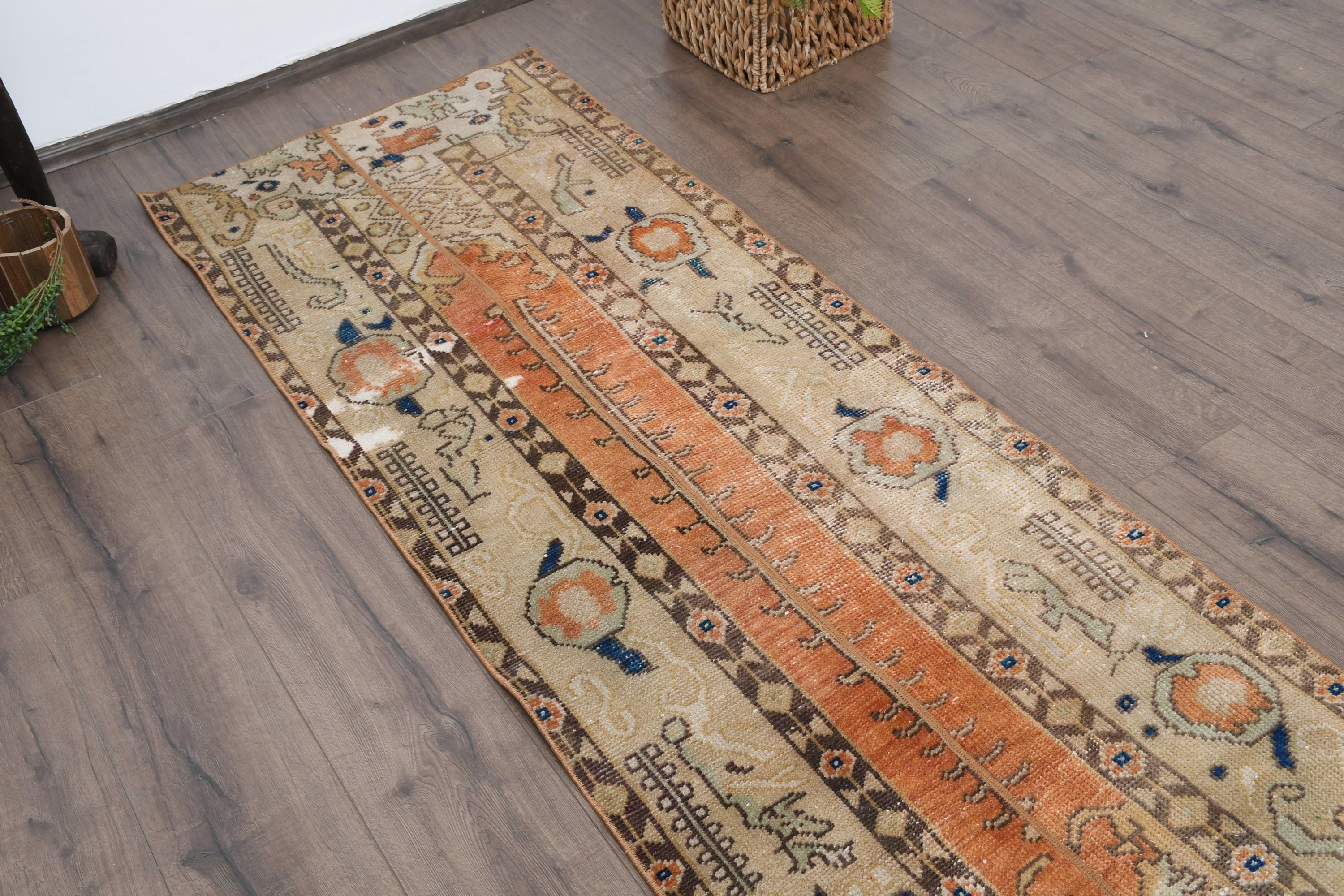 Turkish Rugs, Rugs for Runner, Anatolian Rug, Brown Floor Rugs, Kitchen Rugs, Hallway Rugs, Floor Rugs, Vintage Rug, 2.4x7.5 ft Runner Rug