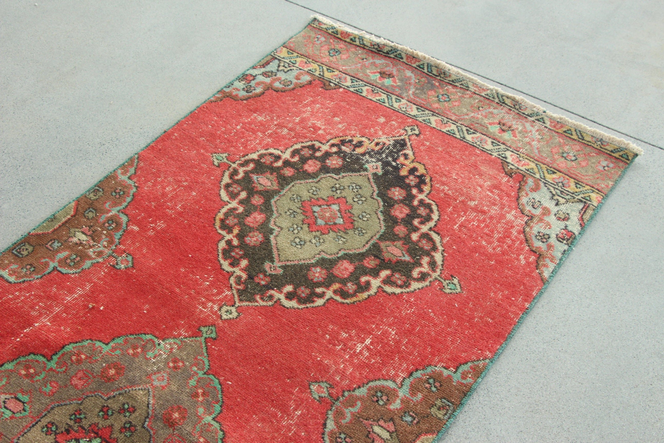 Boho Halı, Türk Halıları, Harika Halılar, 3x12,5 ft Runner Halısı, Vintage Halı, Kırmızı Nötr Halı, Koridor Halıları, Mutfak Halısı, Koridor Halıları