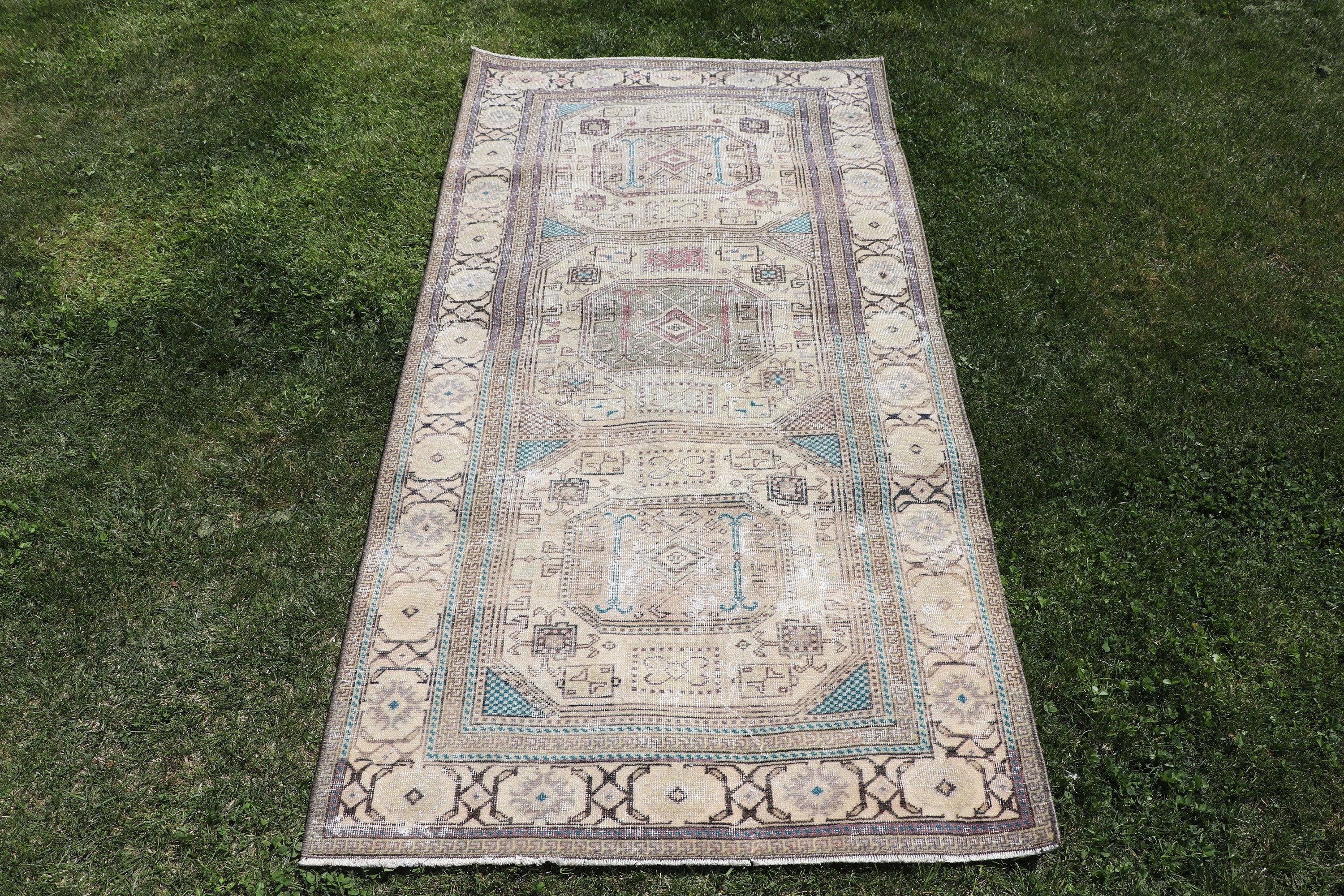 Giriş Halısı, 3x6 ft Accent Halı, Giriş Halıları, Boho Halısı, Türk Halısı, Düz Dokuma Halısı, Vintage Halı, Yün Halısı, Bej Yatak Odası Halıları, Mutfak Halıları