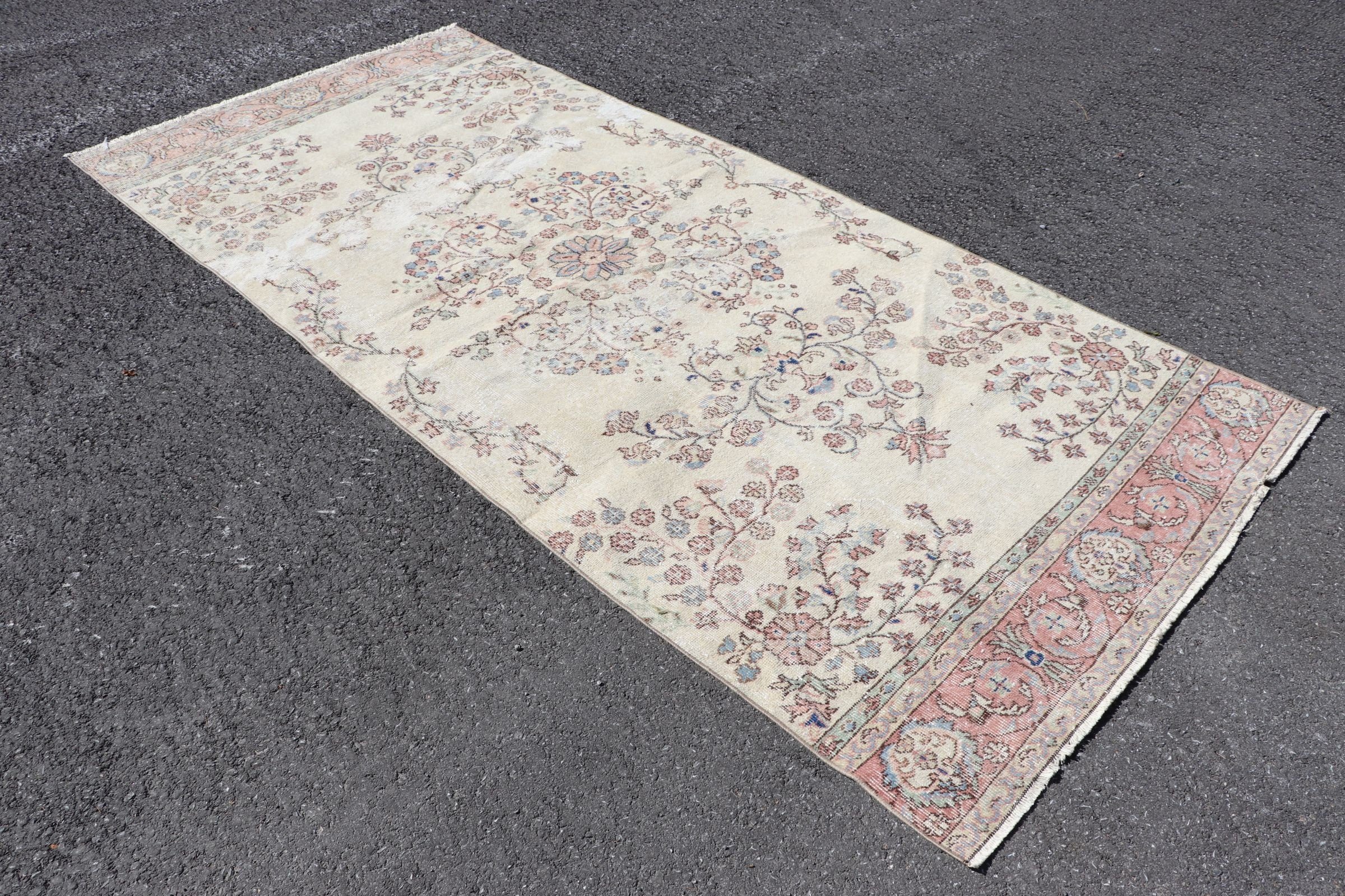 Kitchen Rug, Vintage Decor Rugs, Dining Room Rugs, 4.5x9.9 ft Large Rug, Floor Rug, Salon Rug, Turkish Rug, Beige Oushak Rug, Vintage Rugs