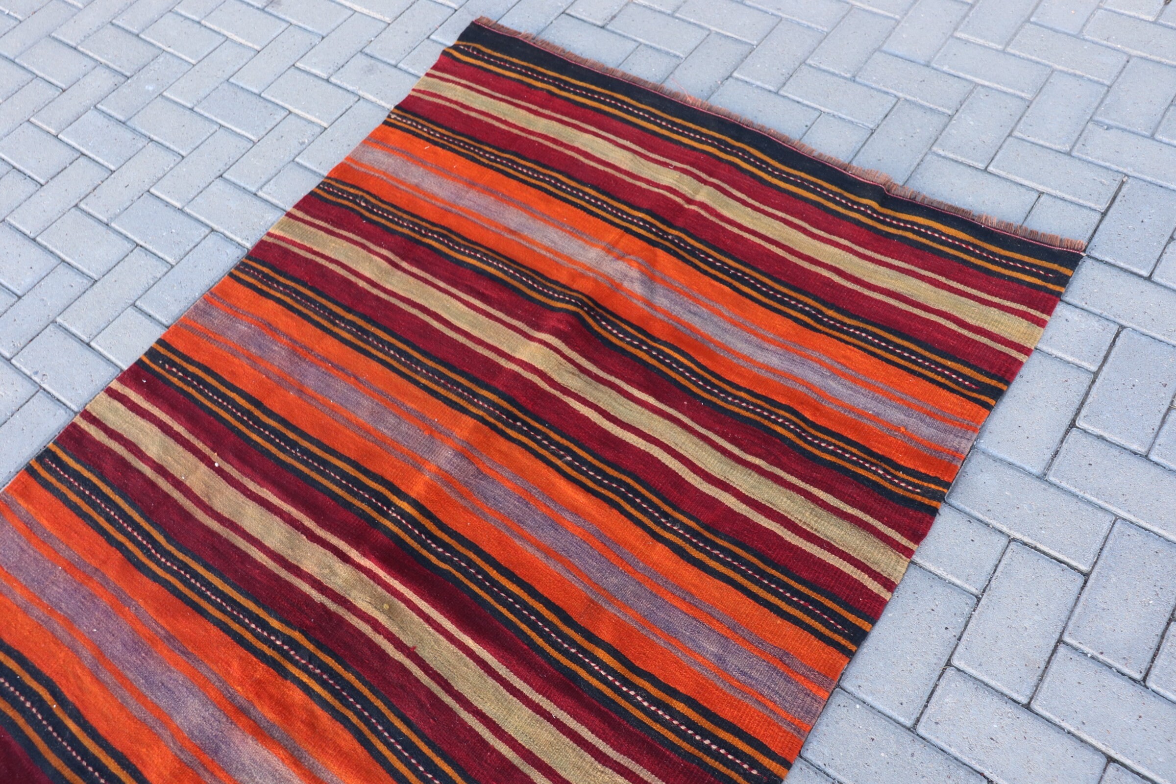 Living Room Rug, Retro Rugs, Anatolian Rugs, Vintage Rug, Kilim, Red Cool Rug, Kitchen Rugs, Bedroom Rug, Turkish Rug, 3.9x6.6 ft Area Rug