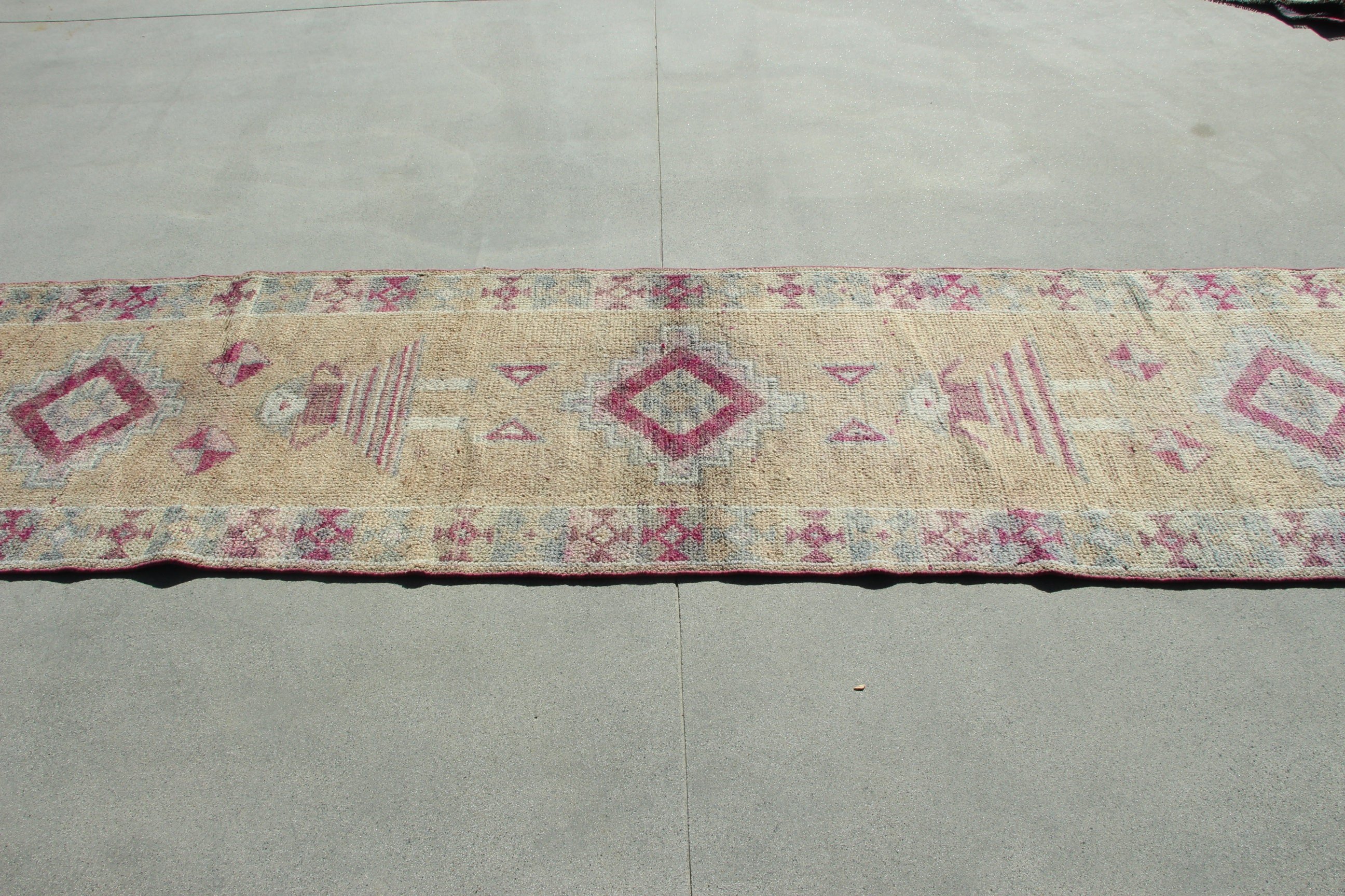 2.9x11.2 ft Runner Rug, Vintage Rug, Kitchen Rug, Modern Rugs, Boho Rug, Pink Boho Rug, Beni Ourain Runner Rug, Turkish Rugs