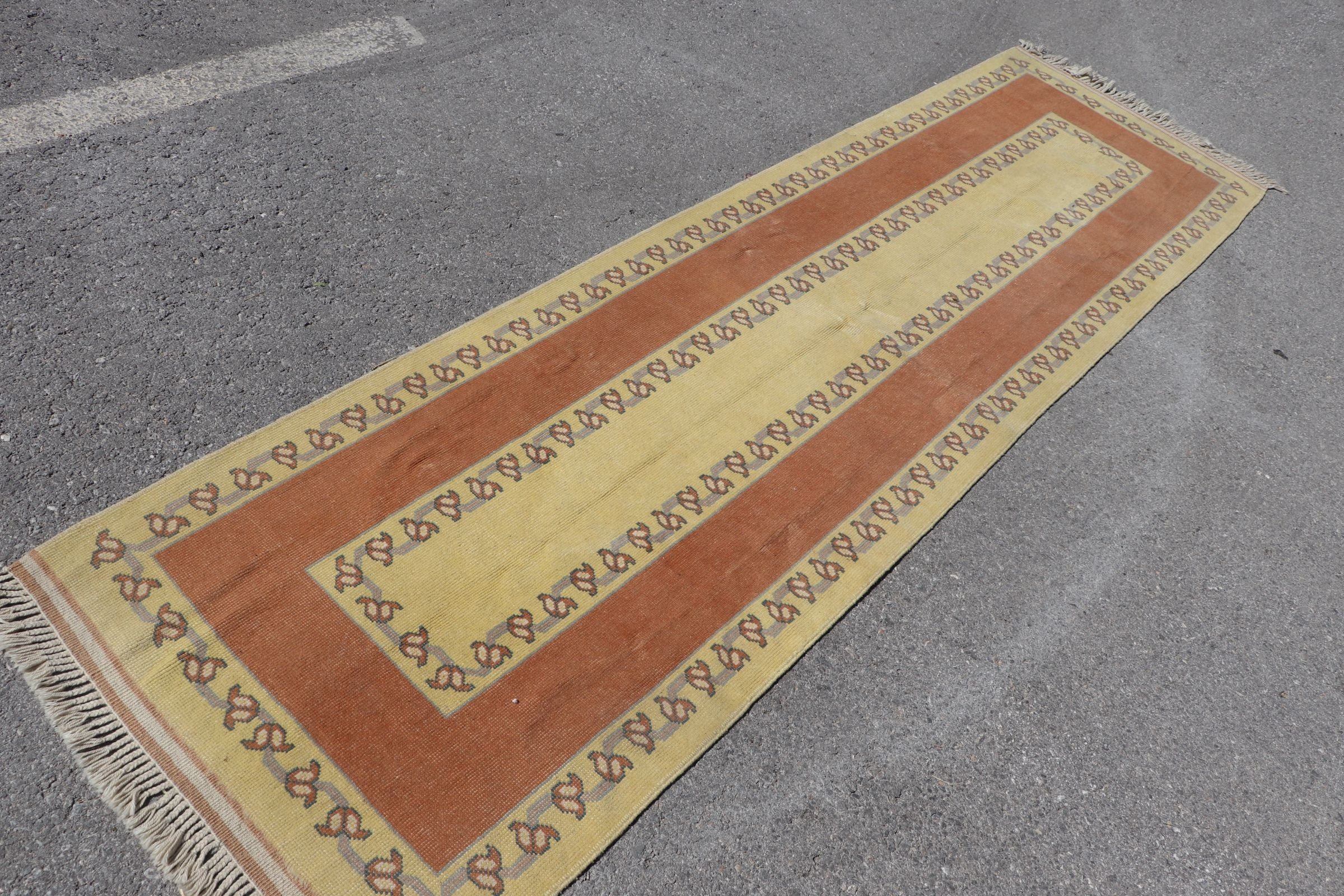 Orange Home Decor Rug, Kitchen Rugs, Turkish Rug, Moroccan Rug, Vintage Rugs, 2.7x9.6 ft Runner Rug, Corridor Rug, Anatolian Rug, Cute Rug