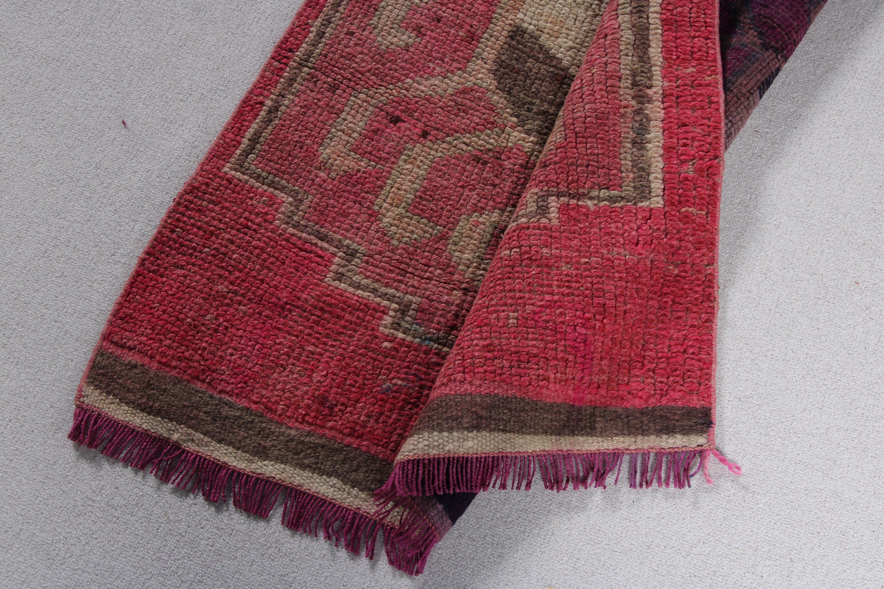 Vintage Rugs, Turkish Rugs, Pink Wool Rugs, Corridor Rug, 2.8x8.3 ft Runner Rugs, Boho Rug, Neutral Rugs, Handwoven Rugs, Long Runner Rugs