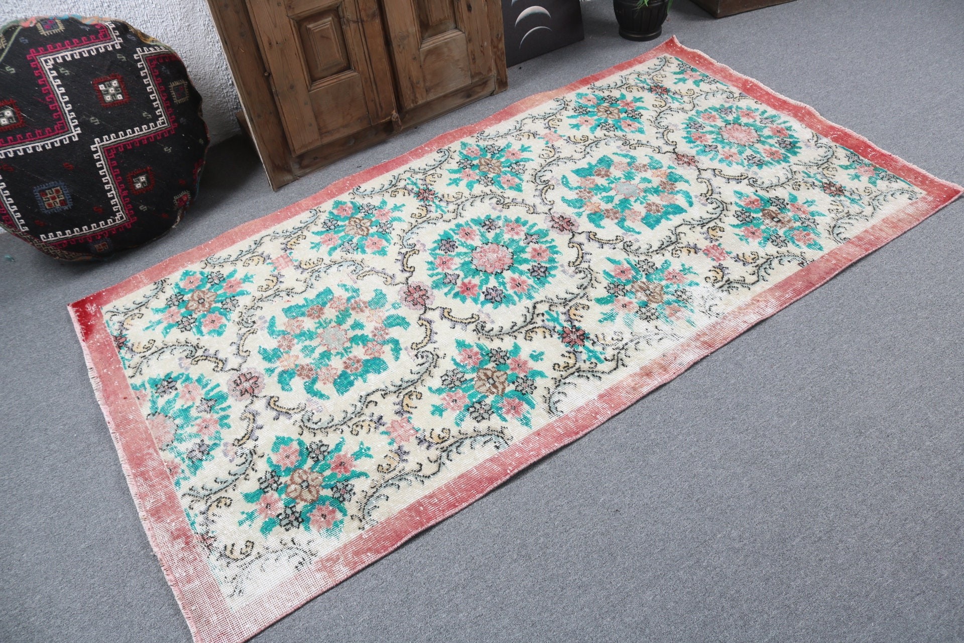 3.8x7 ft Alan Halıları, Türk Halıları, Yatak Odası Halısı, Geometrik Halılar, Vintage Halı, Lüks Halı, Bej Anadolu Halıları, Soğuk Halı, Yemek Odası Halıları