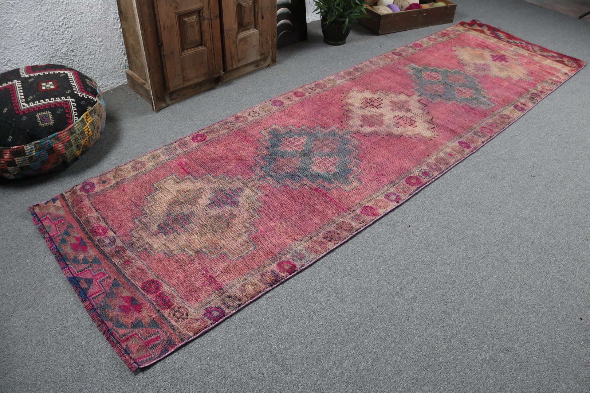 Turkish Rug, Corridor Rug, Pink Anatolian Rug, Outdoor Rugs, Neutral Rugs, 3.2x11 ft Runner Rugs, Long Runner Rug, Vintage Rug, Modern Rugs