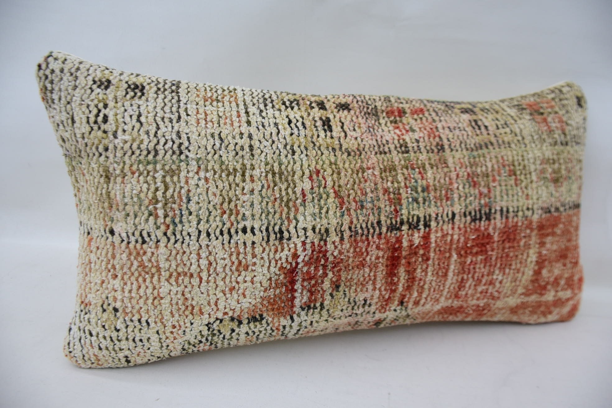 Pastel Cushion Cover, Kilim Cushion Sham, Christmas Pillow Sham, Vintage Pillow, 12"x24" Beige Pillow Sham, Turkish Pillow