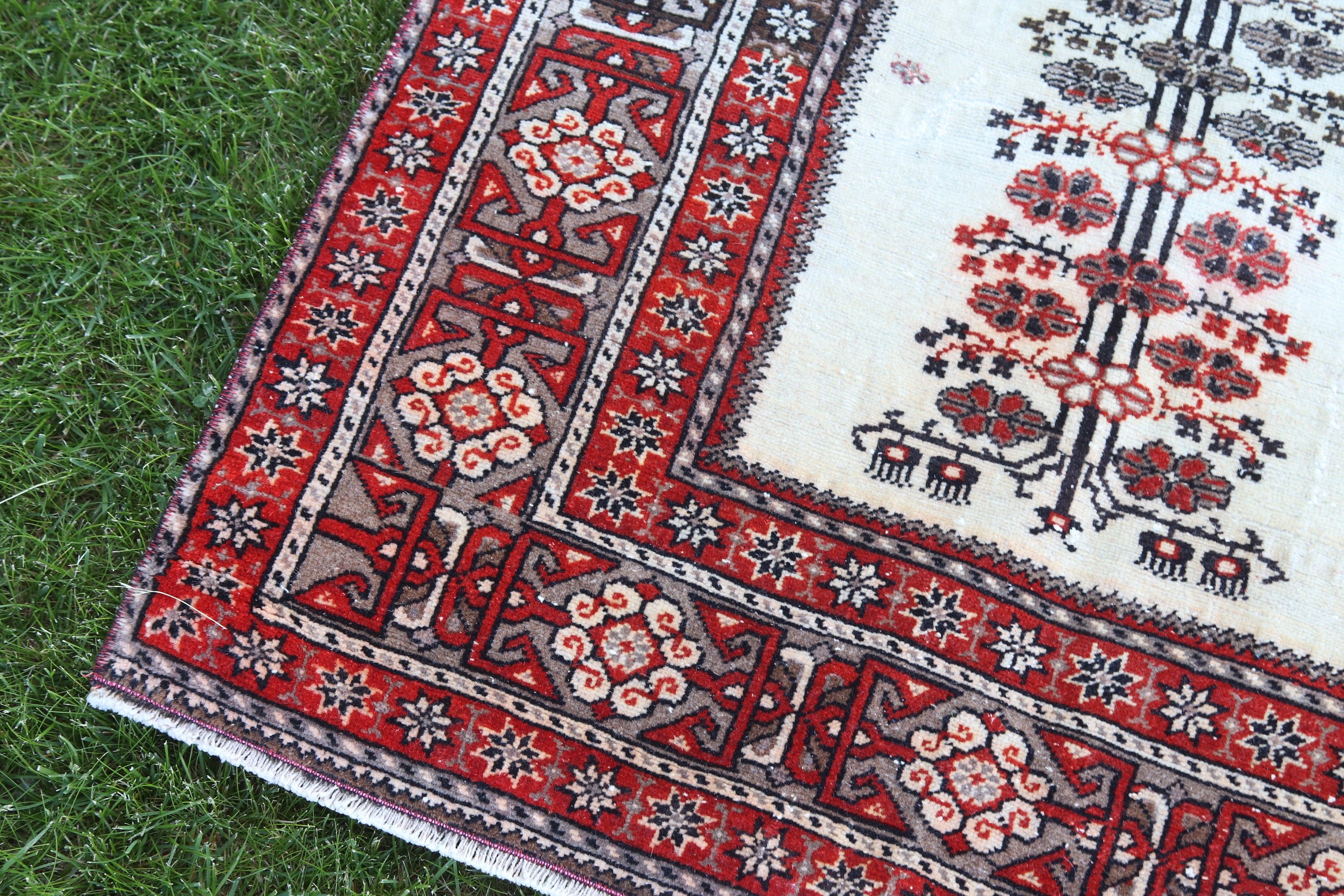 Türk Halısı, Yatak Odası Halısı, Duvara Asılı Halılar, 2.8x4.2 ft Küçük Halı, El Dokuma Halılar, Vintage Halılar, Küçük Vintage Halı, Bej Yer Halısı