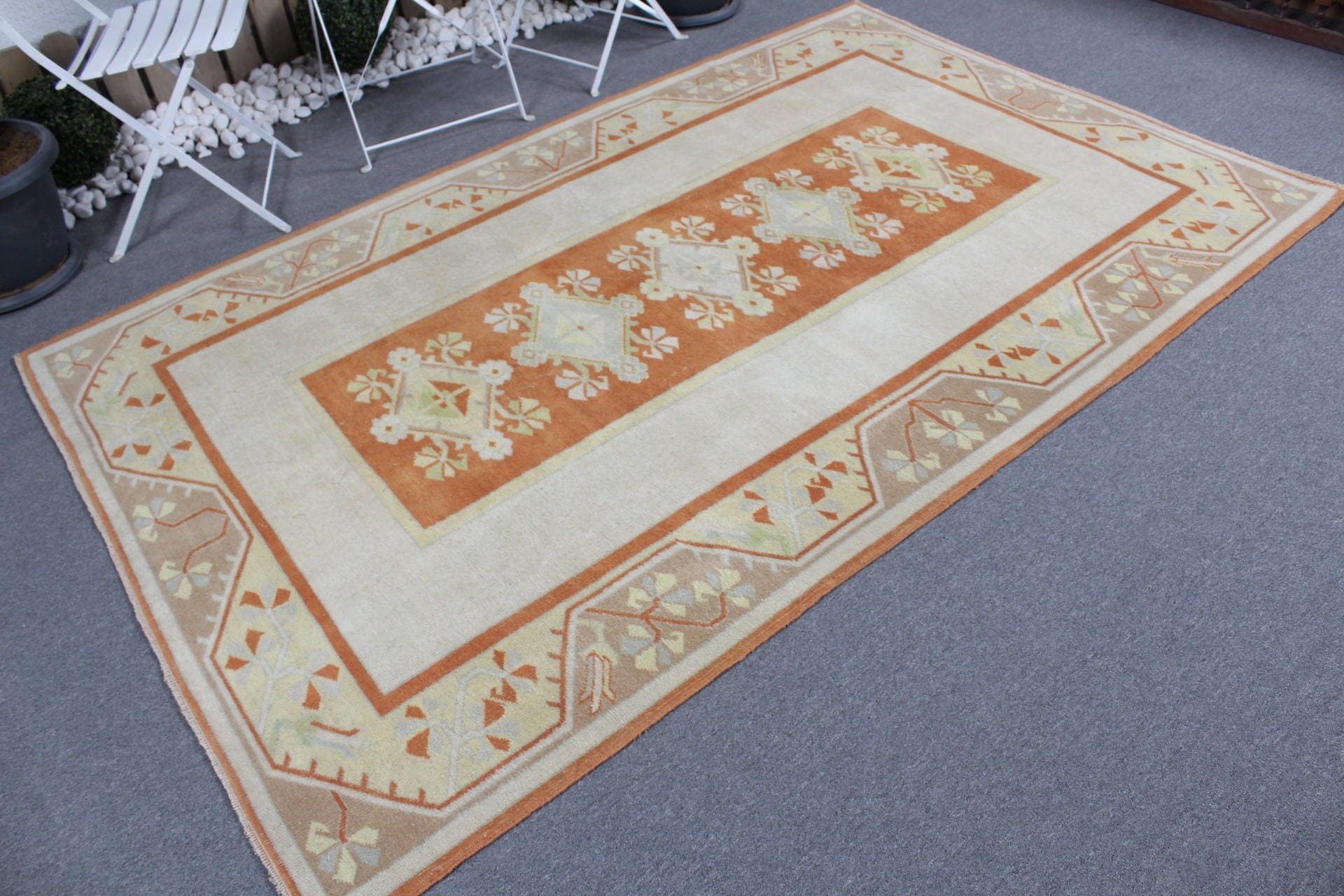 Home Decor Rugs, Turkish Rugs, Beige Antique Rug, Salon Rug, 5.2x8.2 ft Large Rug, Retro Rug, Bedroom Rug, Vintage Rugs, Dining Room Rug