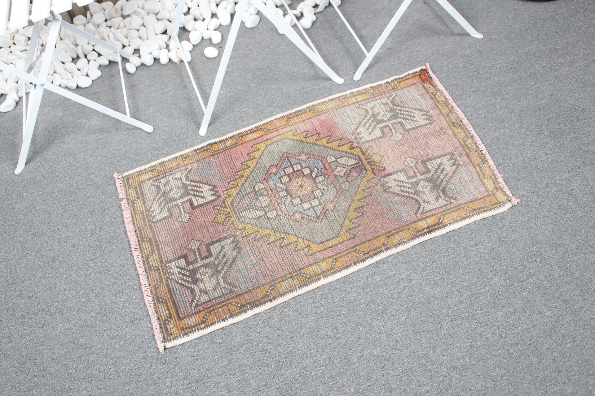 1.8x3 ft Small Rug, Turkish Rug, Vintage Rug, Entry Rug, Old Rug, Rugs for Entry, Anatolian Rug, Car Mat Rug, Antique Rug, Pink Bedroom Rug