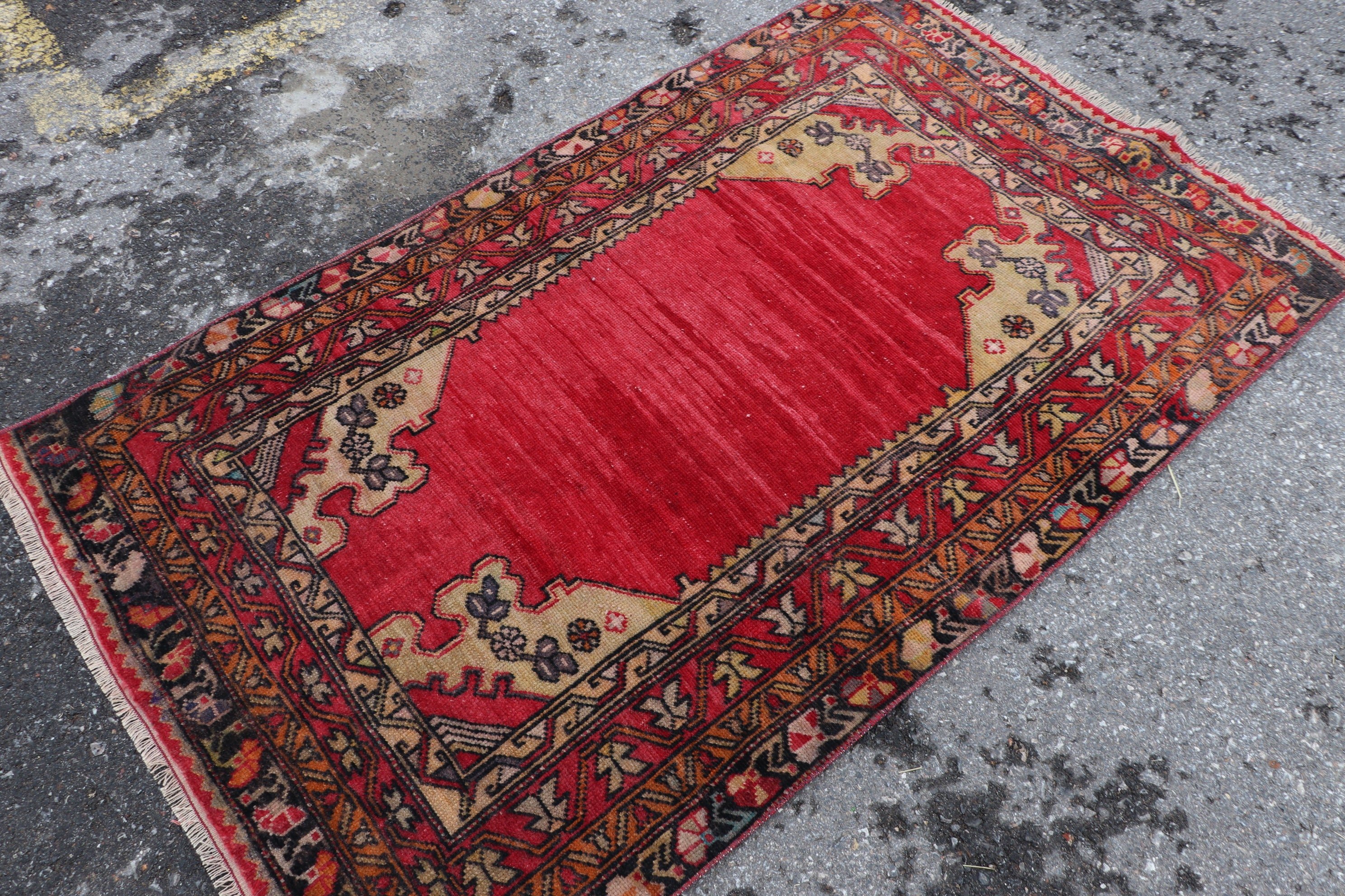 Red Floor Rug, Nursery Rug, Bedroom Rugs, Home Decor Rugs, 3.4x5.5 ft Accent Rugs, Rugs for Kitchen, Turkish Rugs, Vintage Rug, Cute Rug