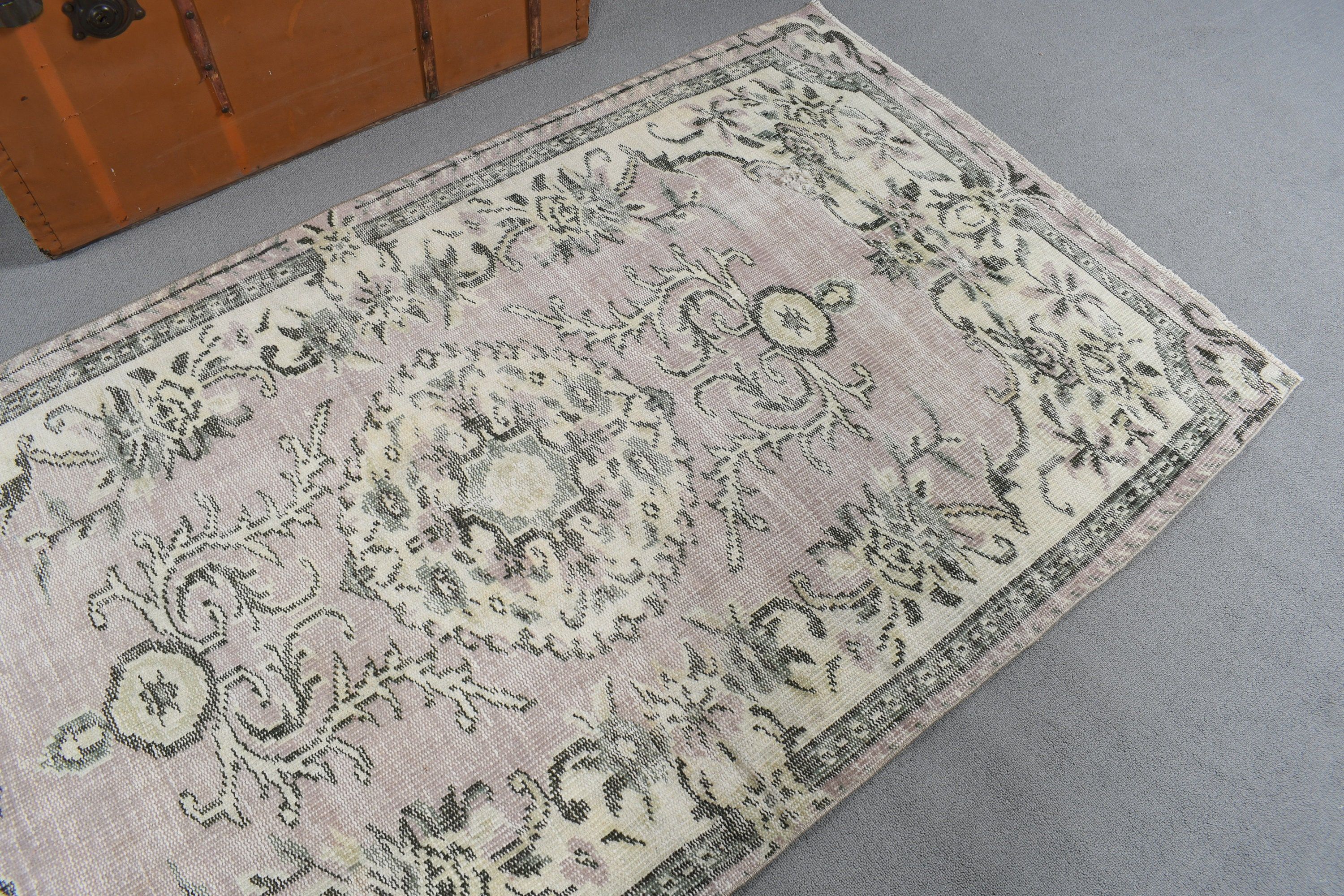 Vintage Halılar, Nötr Halılar, Bej Fas Halısı, 3,7x6,9 ft Alan Halısı, Modern Halı, Türk Halıları, El Dokuma Halı, Mutfak Halısı, Yemek Odası Halıları