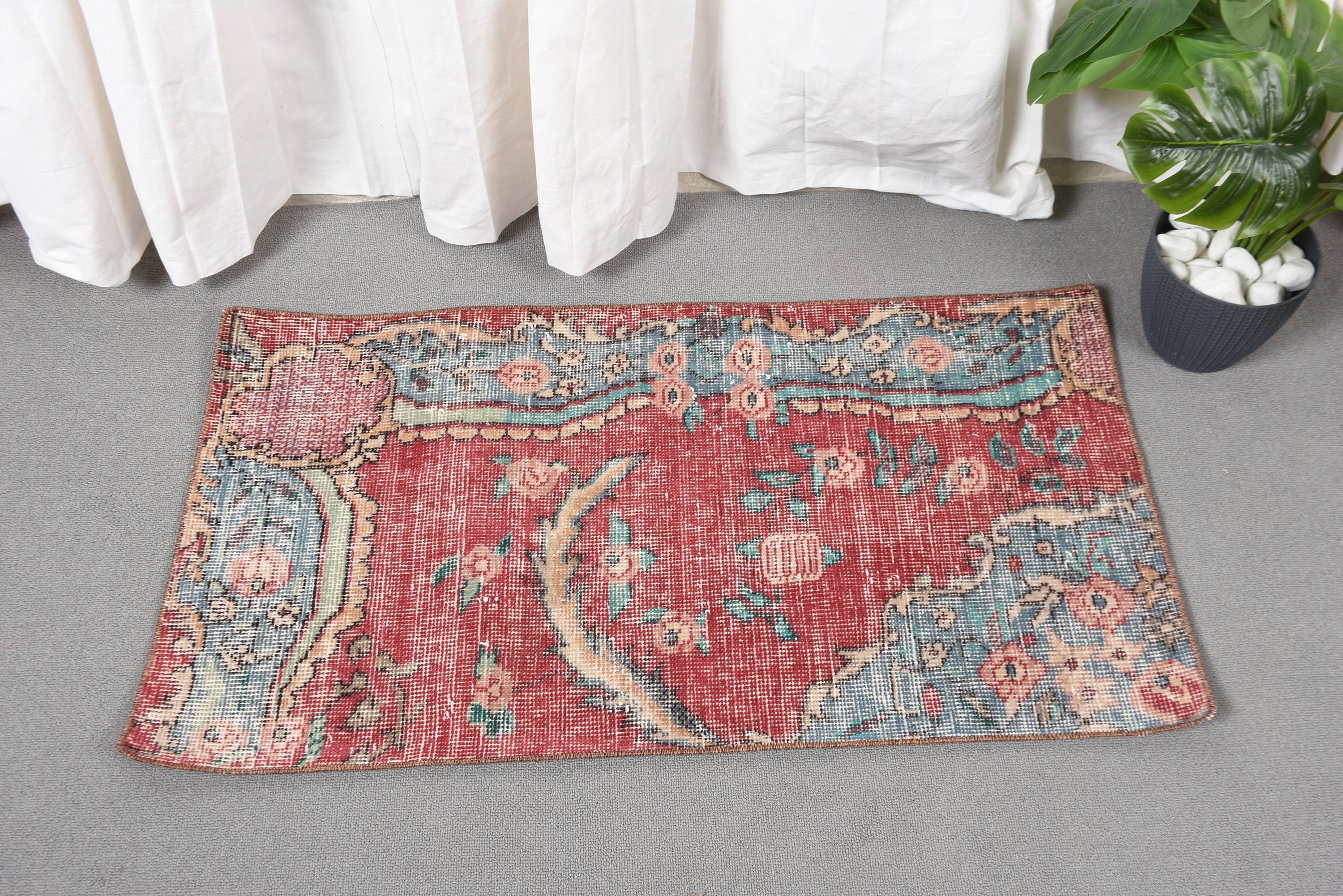 1.8x3.3 ft Küçük Halılar, Anadolu Halıları, Küçük Boho Halısı, Türk Halıları, Vintage Halılar, Ev Dekor Halısı, Kırmızı Oryantal Halı, Küçük Alan Halısı