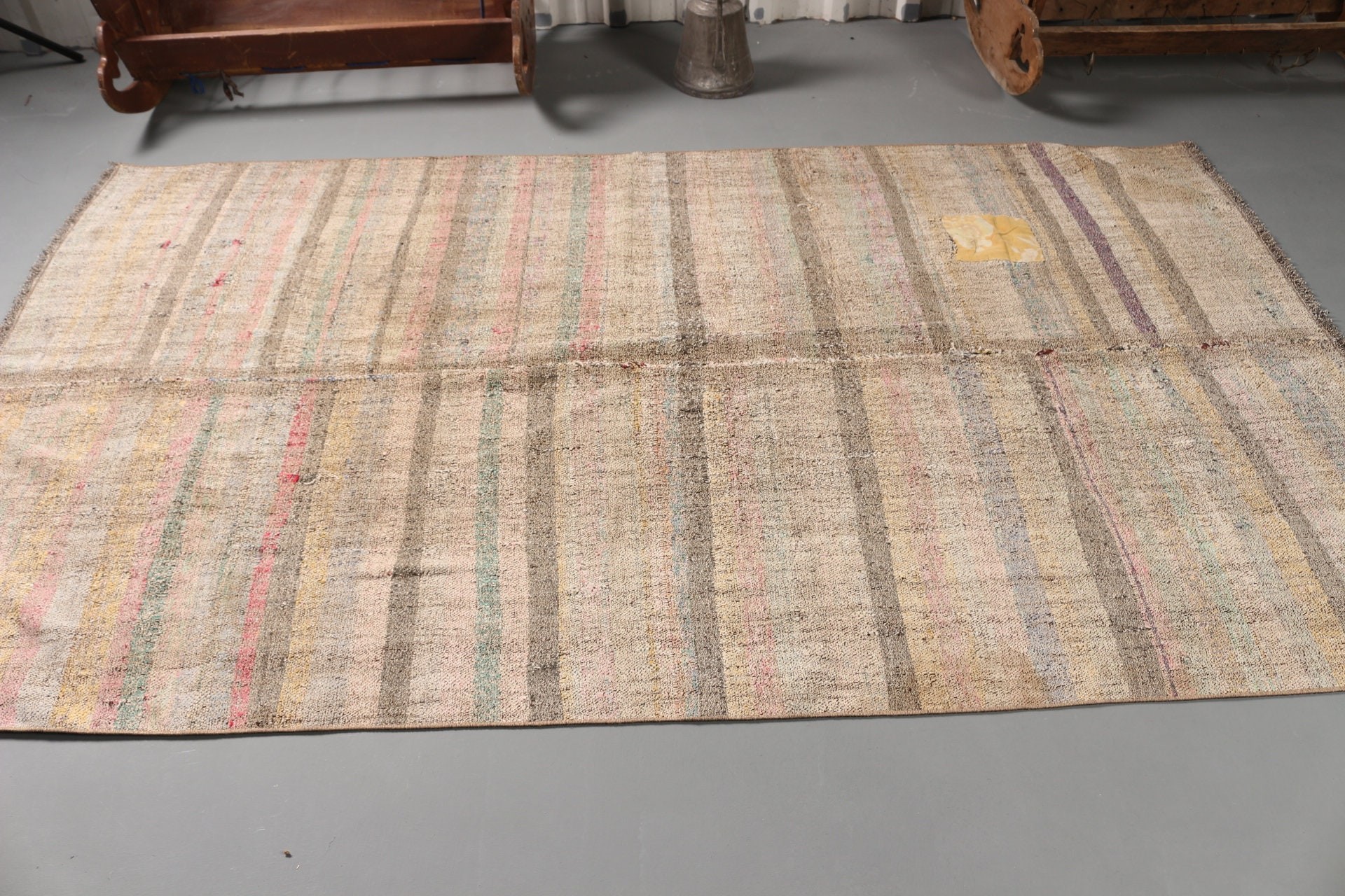 Kilim, Türk Halısı, 4,5x8,1 ft Alan Halısı, Çocuk Odası Halıları, Vintage Halı, Yatak Odası Halısı, Türkiye Halısı, İç Mekan Halıları, Bej Soğuk Halı