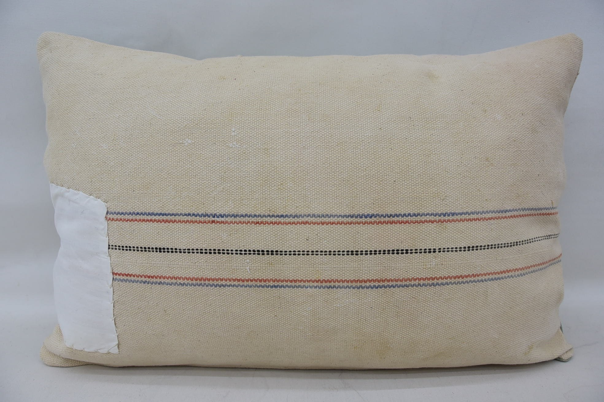Throw Kilim Pillow, 16"x24" Beige Cushion, Handmade Kilim Cushion, Bright Cushion, Pattern Throw Pillow, Pillow for Sofa