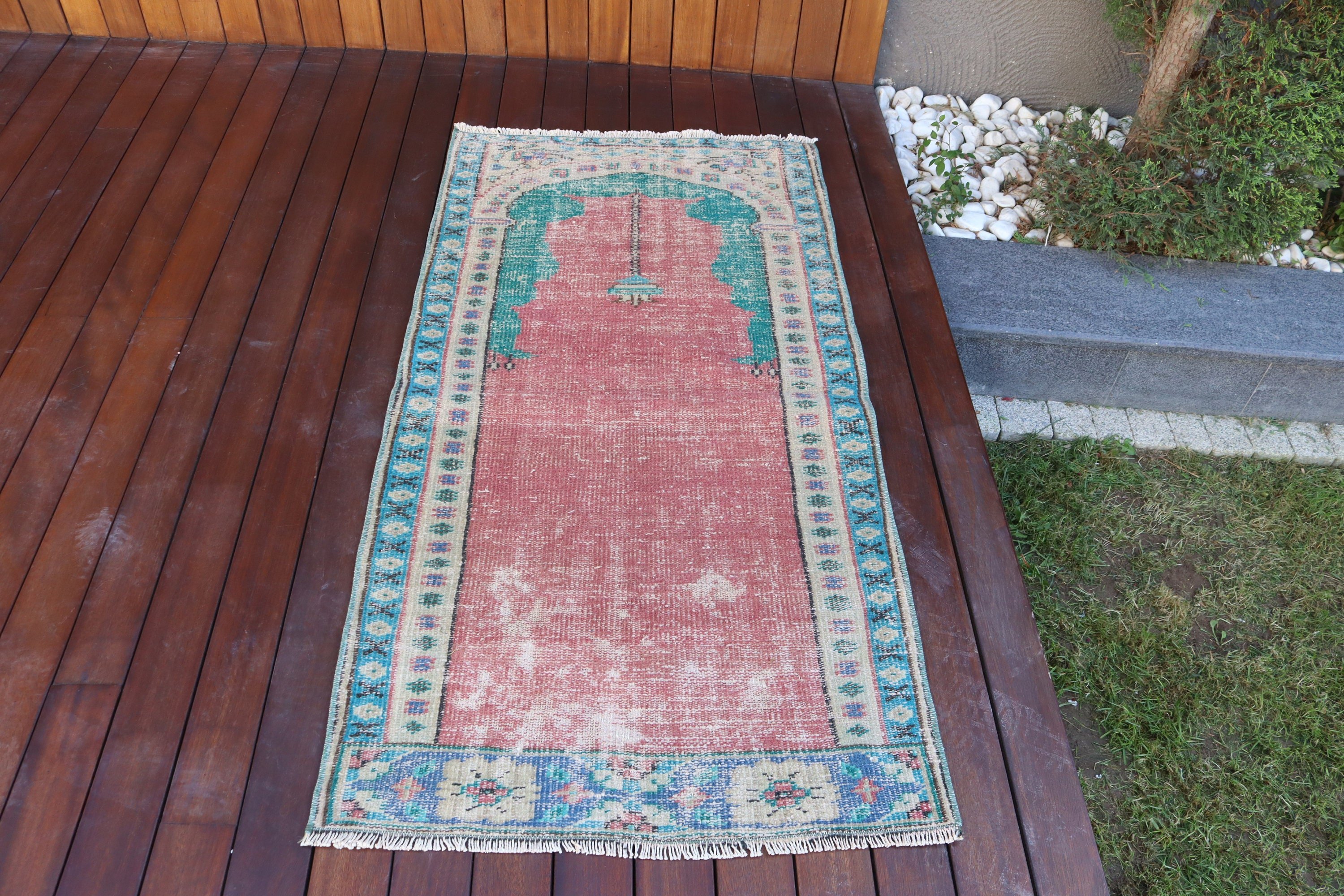 Kırmızı Soğuk Halı, Küçük Boho Halılar, Etnik Halılar, Türk Halısı, Nötr Halılar, Vintage Halılar, Yatak Odası Halısı, El Dokuma Halı, 2,5x4,9 ft Küçük Halılar