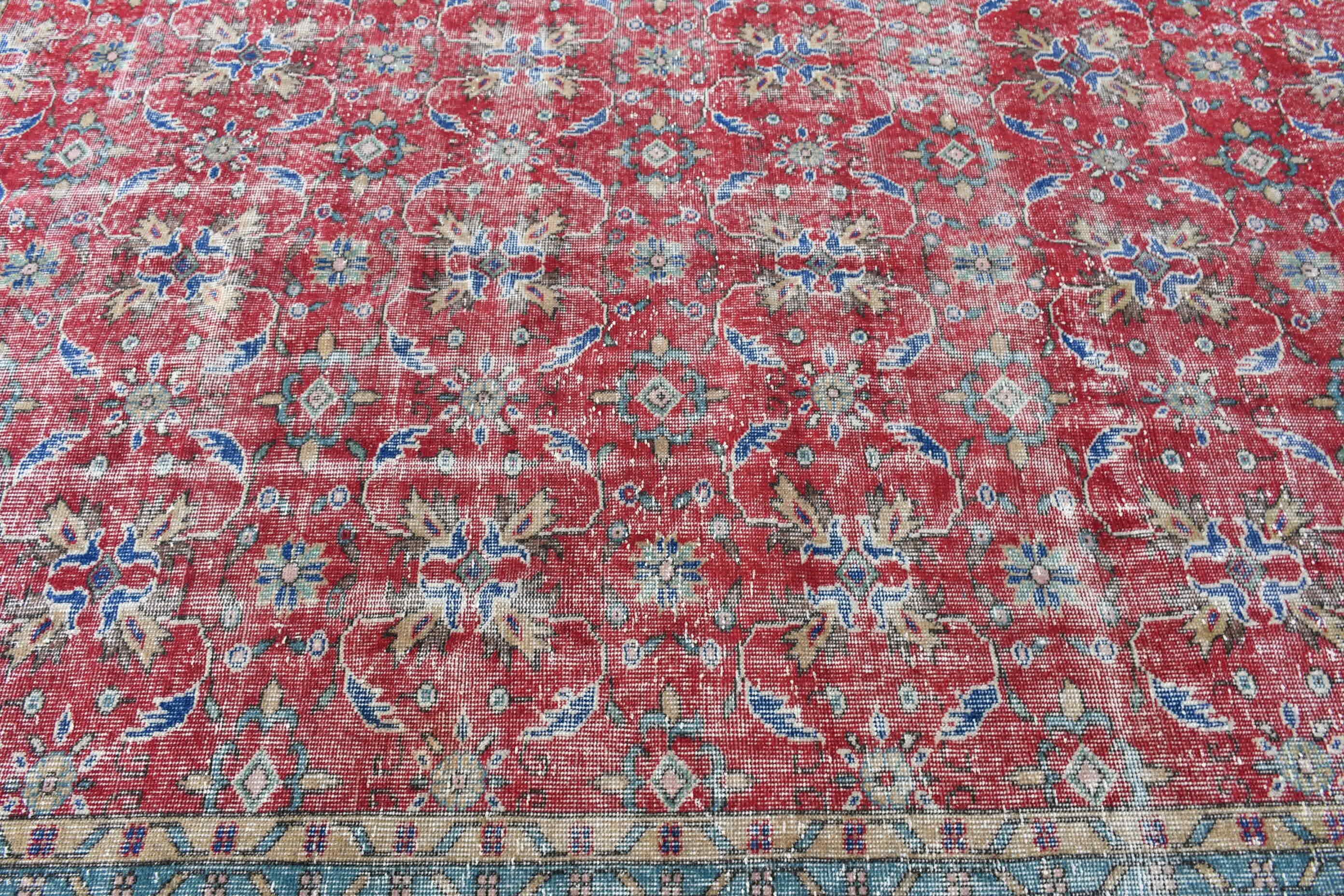 Blue Oushak Rug, Turkish Rug, 7x10.7 ft Oversize Rug, Oriental Rug, Nomadic Rug, Vintage Rugs, Living Room Rug, Dining Room Rugs, Floor Rug