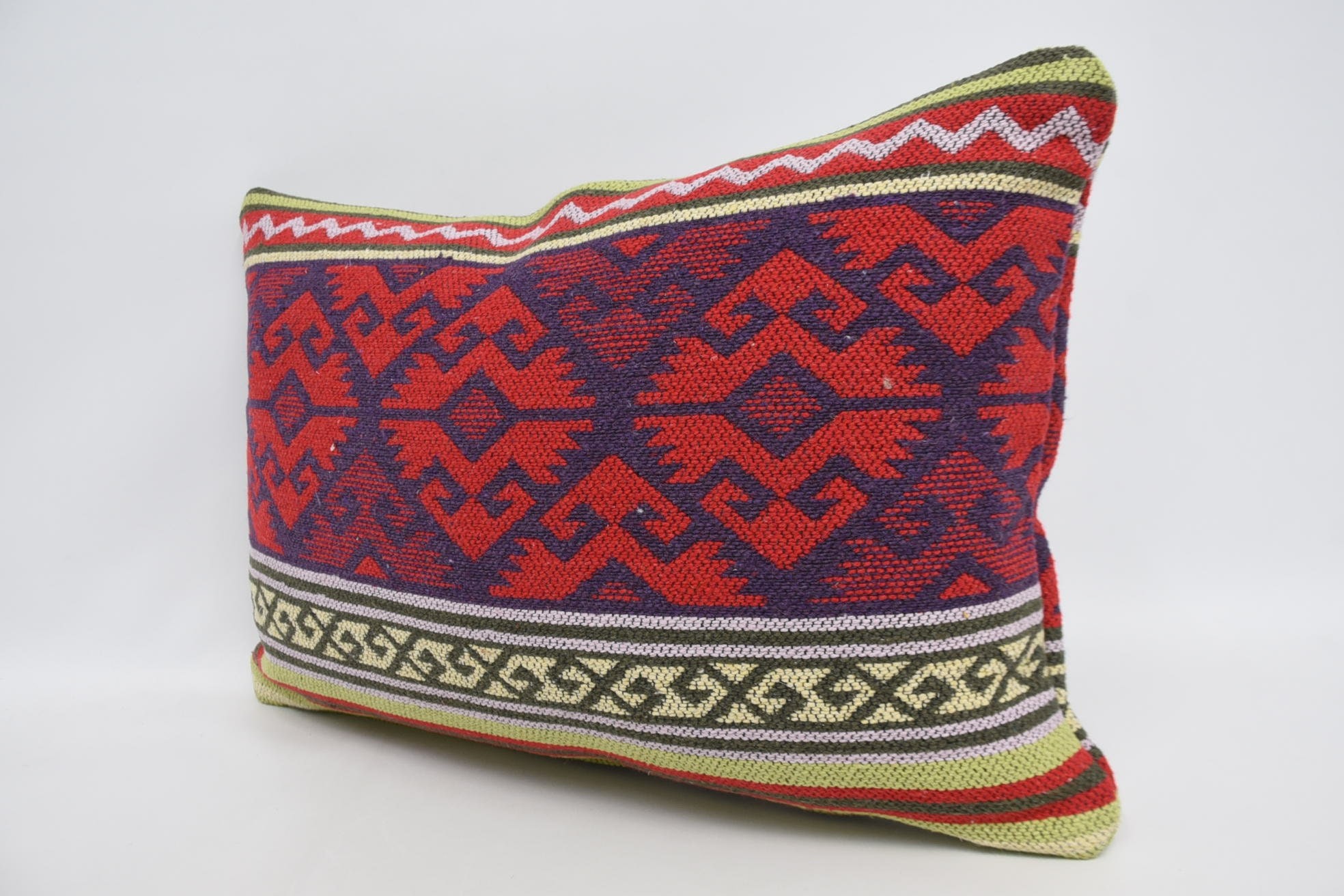 Decorative Throw Pillow, 16"x24" Red Cushion, One Of A Kind Cushion Cover, Antique Pillows, Handmade Kilim Cushion, Turkish Pillow