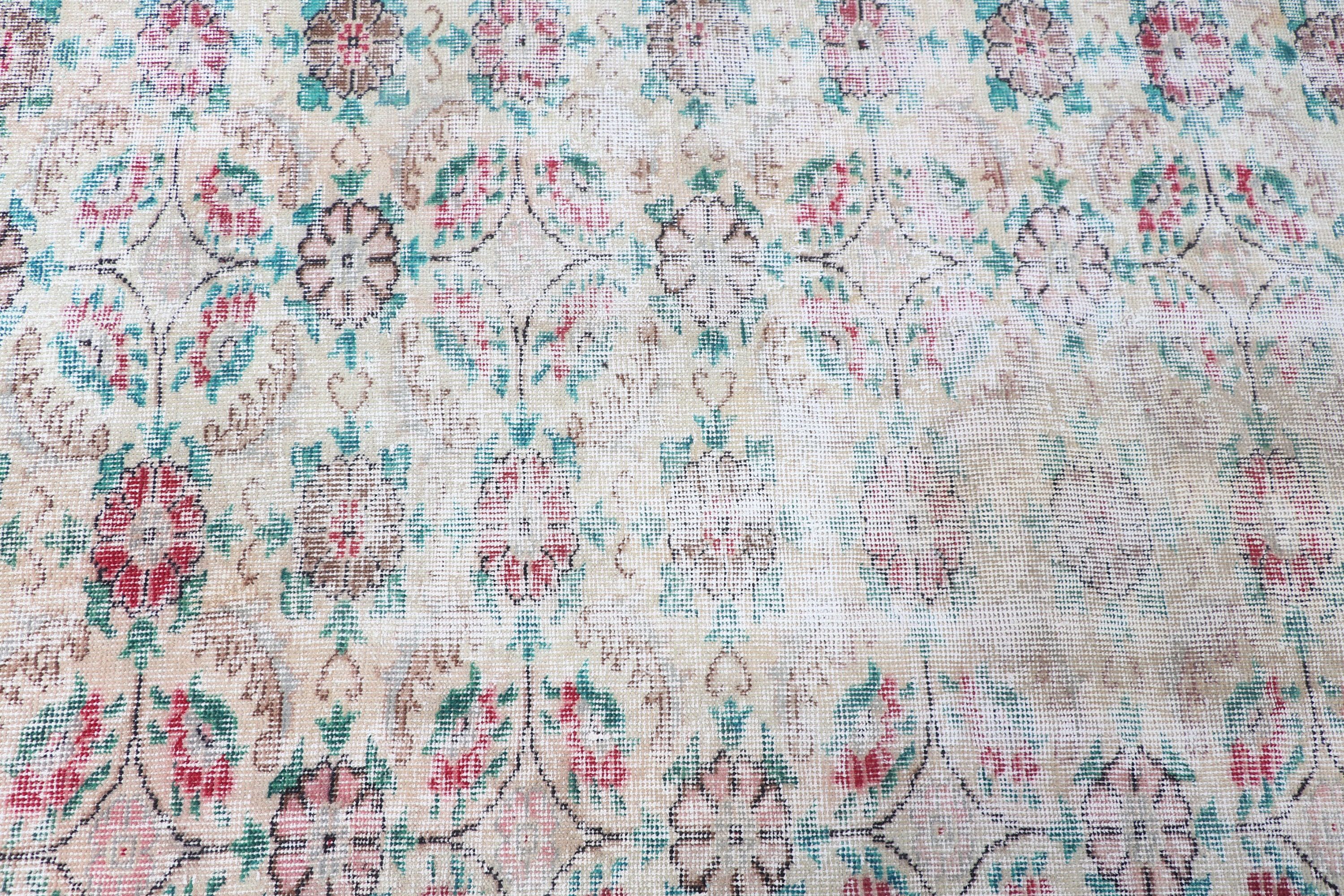 Vintage Halılar, Harika Halılar, 5.1x8 ft Büyük Halılar, Bej Lüks Halı, Türk Halıları, Yatak Odası Halıları, Büyük Oushak Halı, Modern Halı, Büyük Vintage Halı