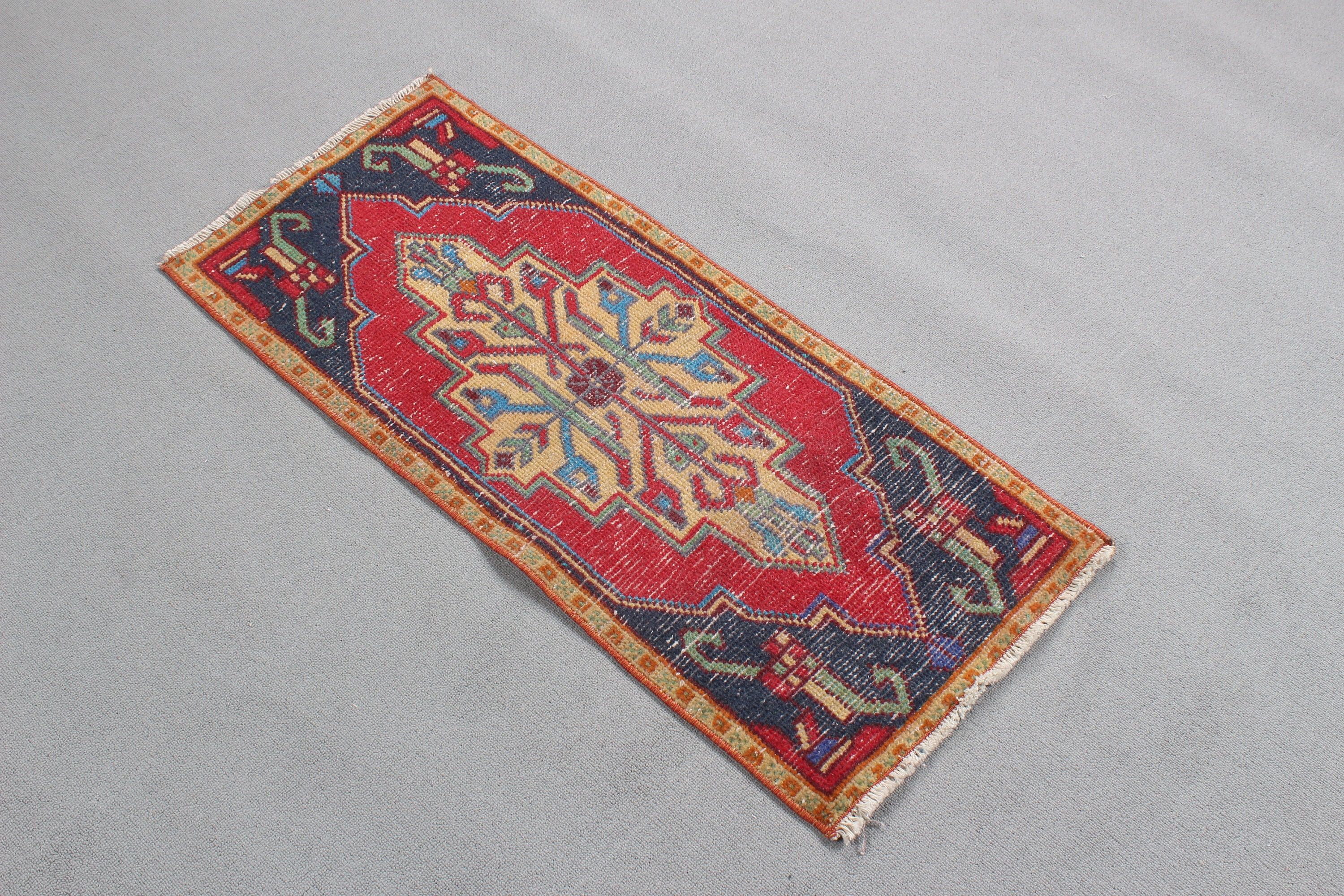 Bath Rug, Rugs for Bath, 1.5x3.3 ft Small Rug, Oushak Rug, Small Area Rug, Vintage Rug, Turkish Rugs, Handwoven Rugs, Red Modern Rugs