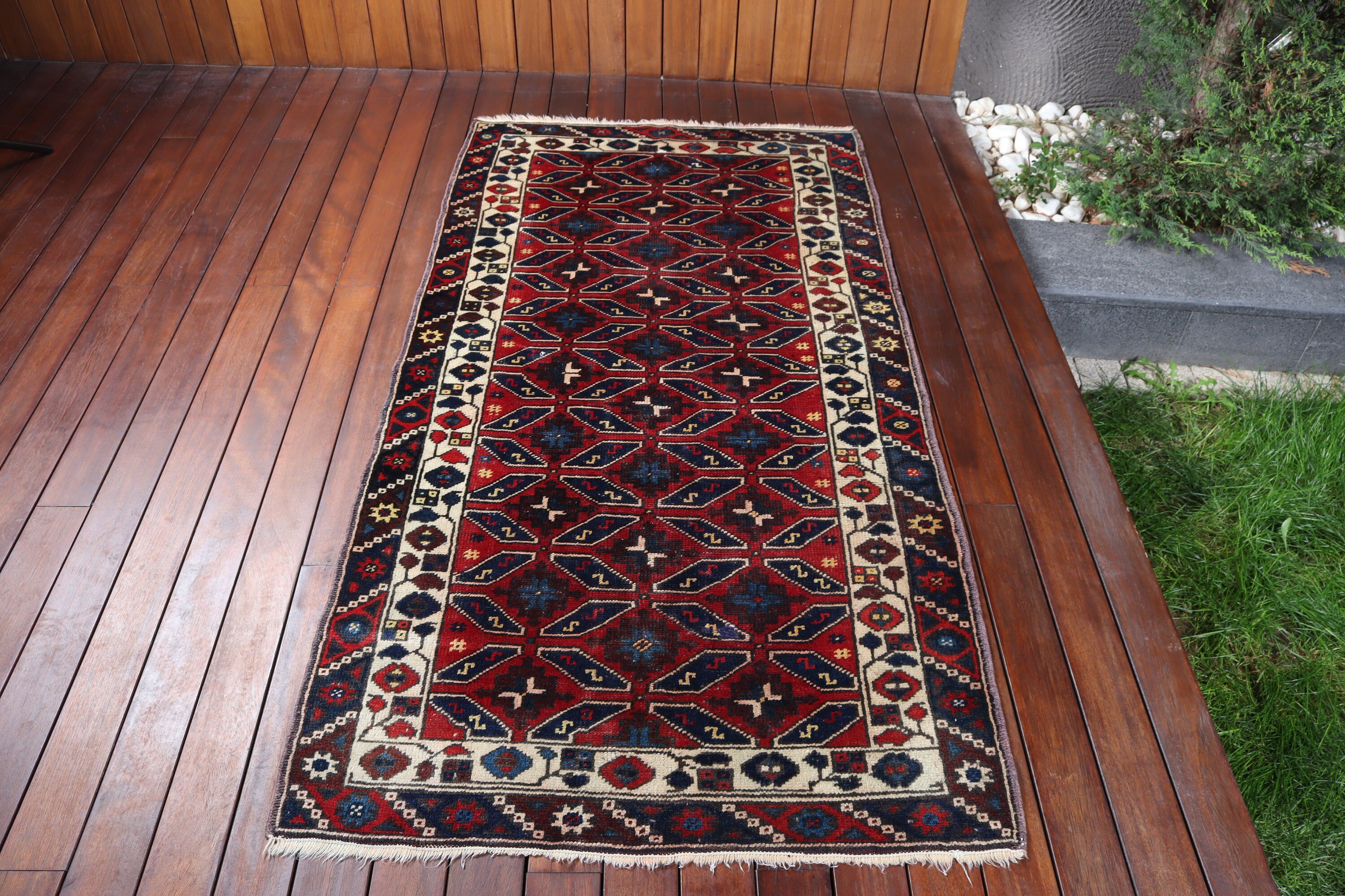 Türk Halısı, Giriş Halısı, Vintage Halılar, 3.1x6 ft Aksan Halısı, Vintage Vurgu Halısı, Ofis Halısı, Ev Dekor Halısı, Kırmızı Oushak Halıları, El Dokuma Halıları