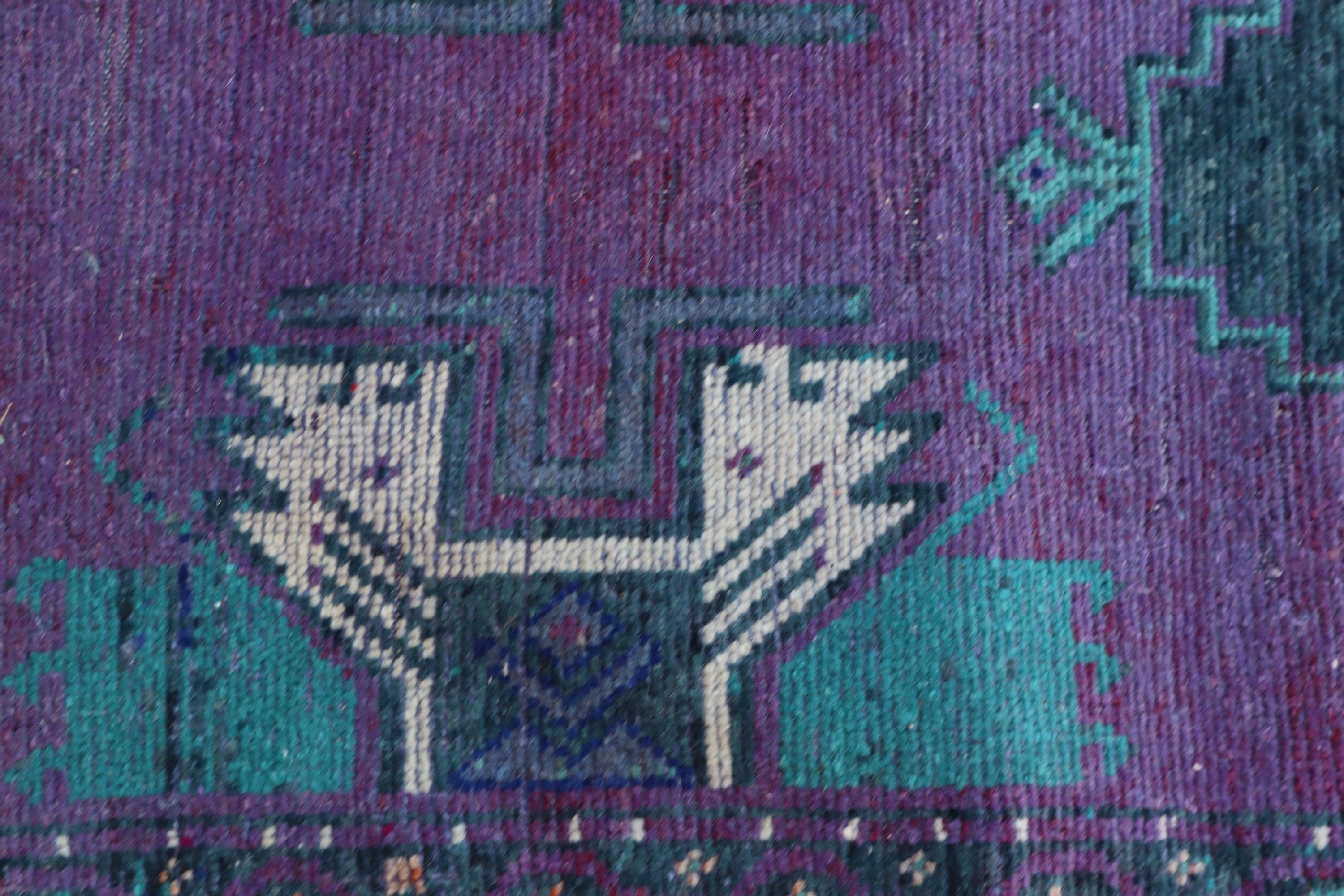 Anatolian Rugs, Turkish Rug, Geometric Rugs, Entry Rug, Wall Hanging Rug, Purple Kitchen Rugs, Boho Rug, Vintage Rug, 1.7x3.8 ft Small Rugs