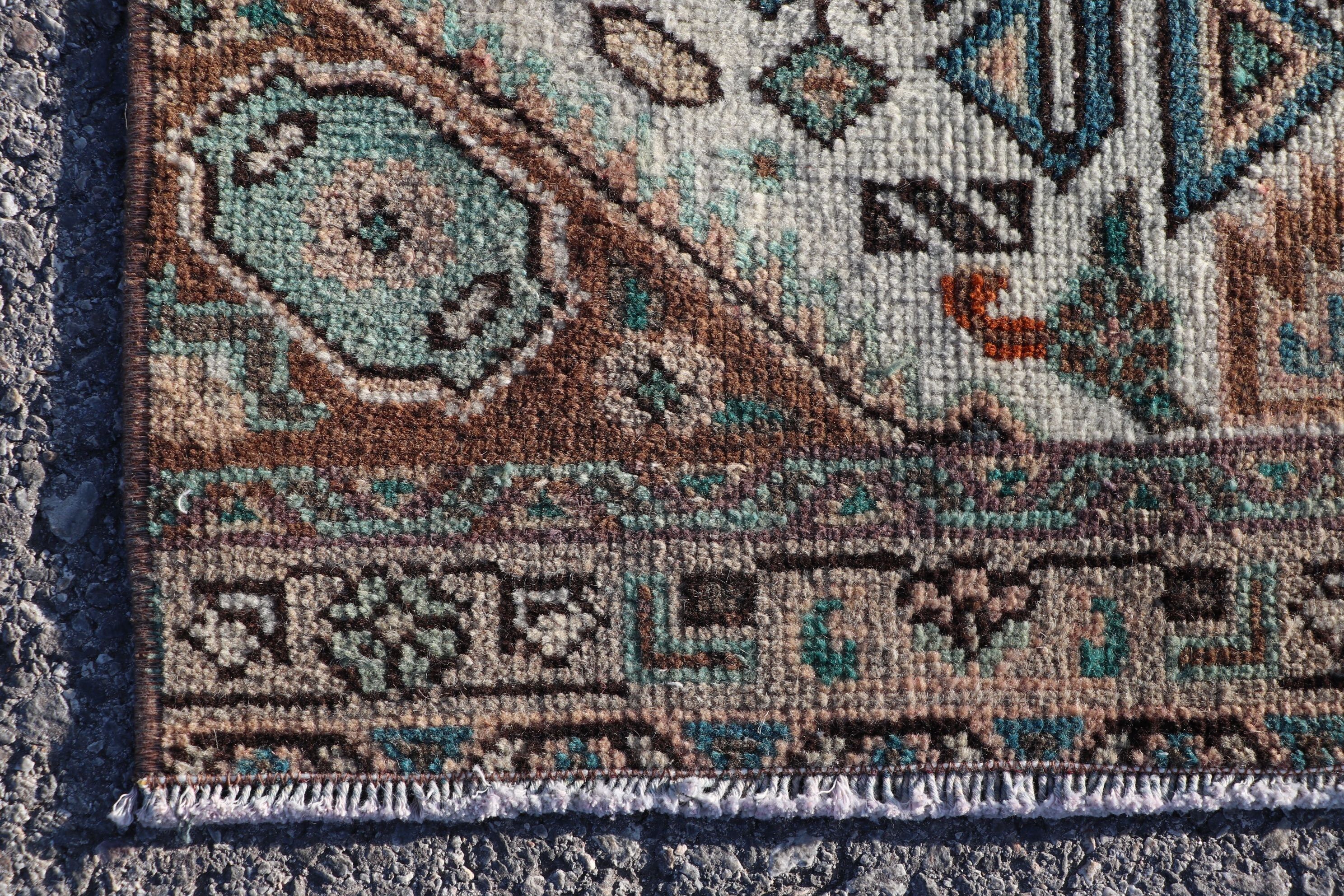 Turkish Rug, Pale Rug, Corridor Rug, Vintage Rug, 1.5x10.5 ft Runner Rugs, Rugs for Hallway, Kitchen Rugs, Oriental Rug, Orange Wool Rug