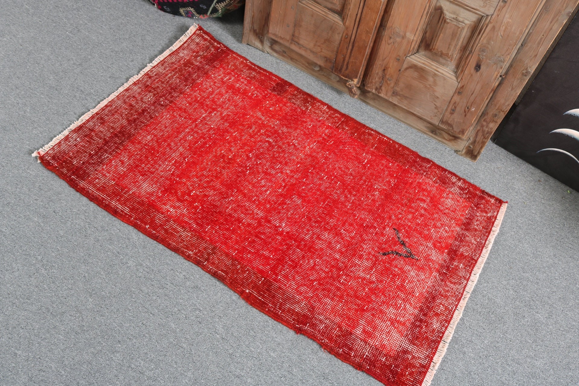 Red Kitchen Rug, Bathroom Rugs, Vintage Rugs, Nursery Rugs, Rugs for Bathroom, Neutral Rug, Turkish Rugs, 2.2x3.7 ft Small Rug, Oushak Rug