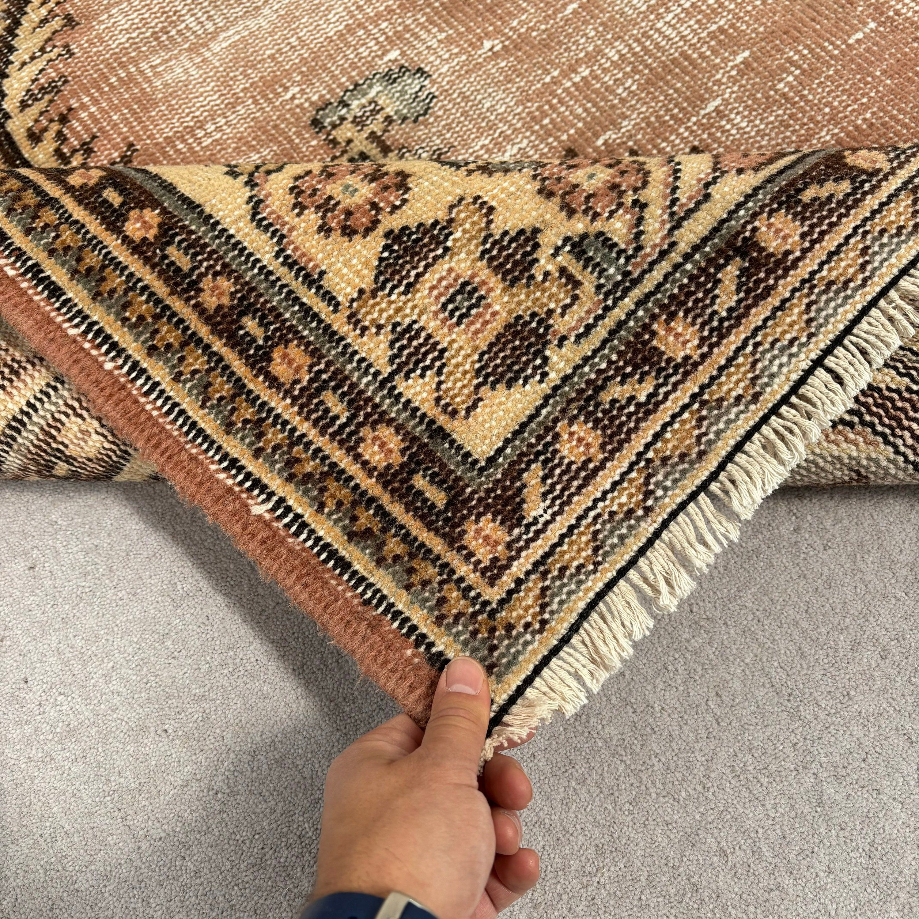 Oushak Halıları, Yemek Odası Halıları, Büyük Vintage Halı, 5x8,8 ft Büyük Halılar, Kahverengi Oryantal Halılar, Türk Halıları, Vintage Halı, Yer Halıları, Boho Halı