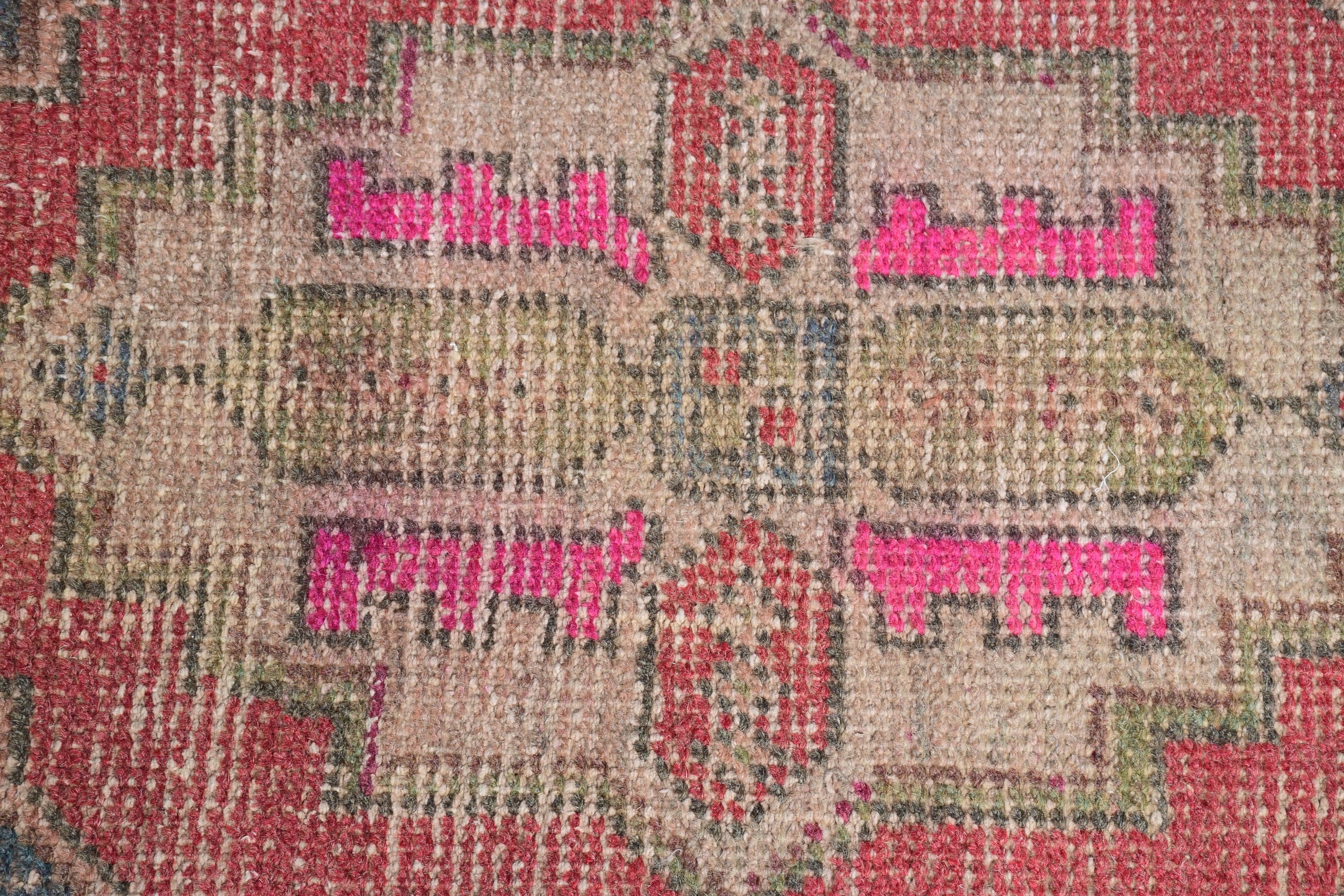 Antique Rug, Kitchen Rugs, Entry Rugs, 1.4x2.8 ft Small Rugs, Oushak Rug, Vintage Rug, Office Rug, Red Cool Rug, Turkish Rug, Rugs for Bath