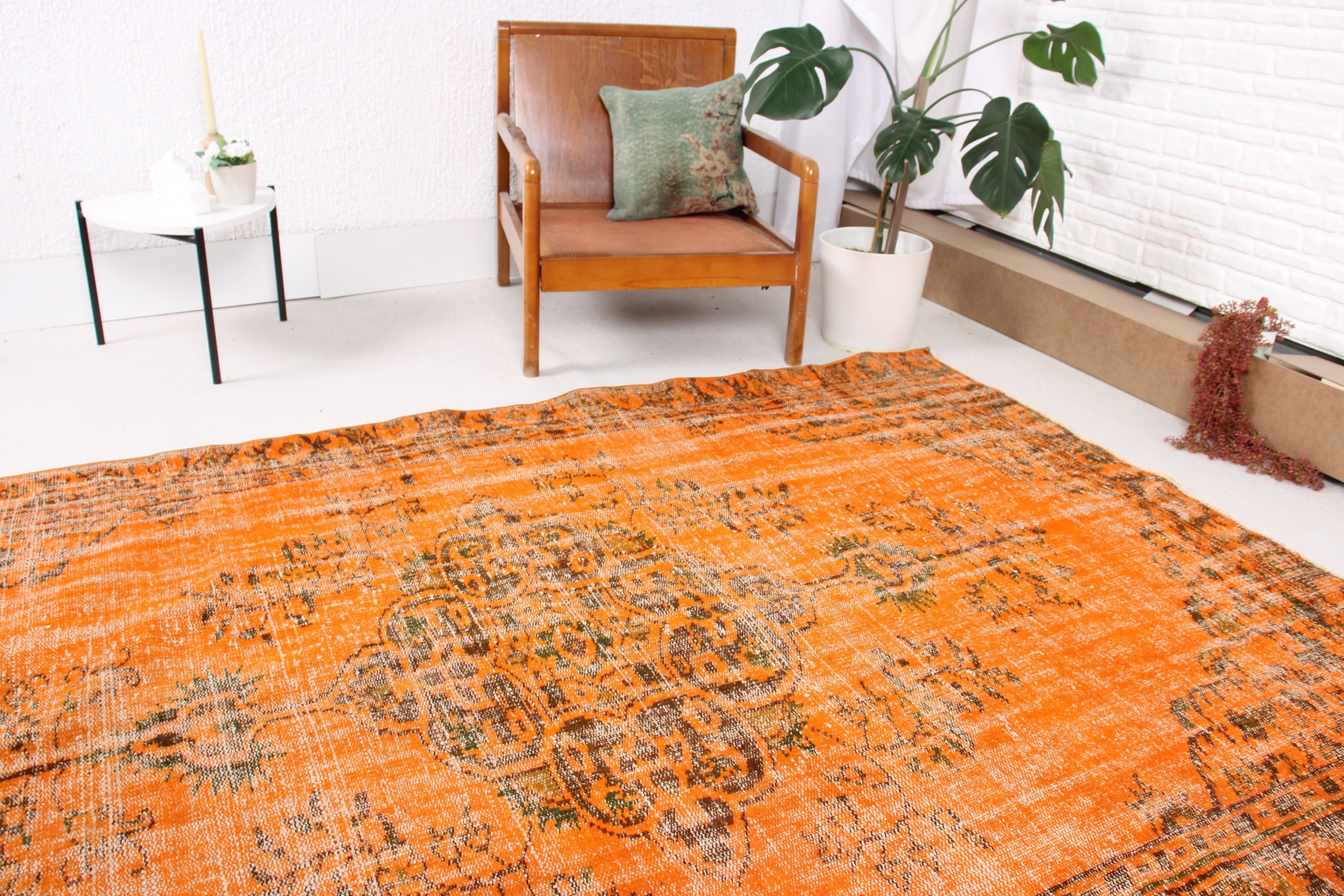 Kitchen Rugs, Outdoor Rug, Vintage Rug, Luxury Rug, Large Boho Rugs, Turkish Rugs, 5.6x8.5 ft Large Rug, Dining Room Rug, Orange Luxury Rug