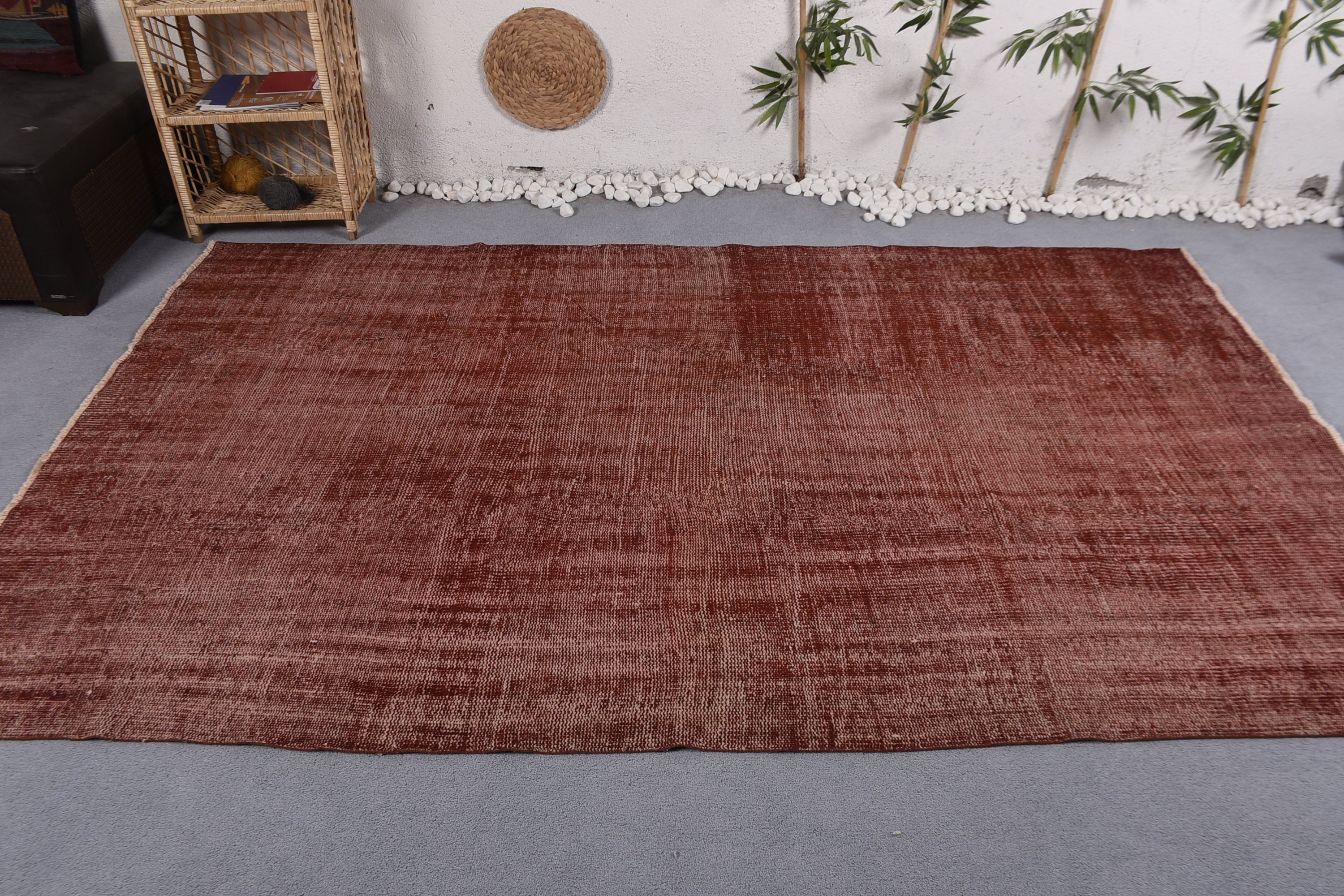 Turkish Rugs, Bedroom Rug, Vintage Rugs, Floor Rugs, Dining Room Rugs, Pale Rugs, Living Room Rug, 5.6x9.2 ft Large Rug, Red Oushak Rugs